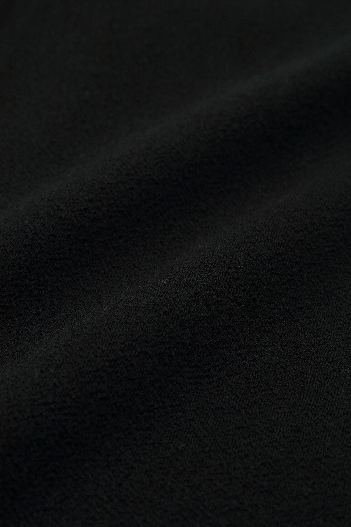 舶來梳毛針織 雙色袖V領貫頭衣/黑色