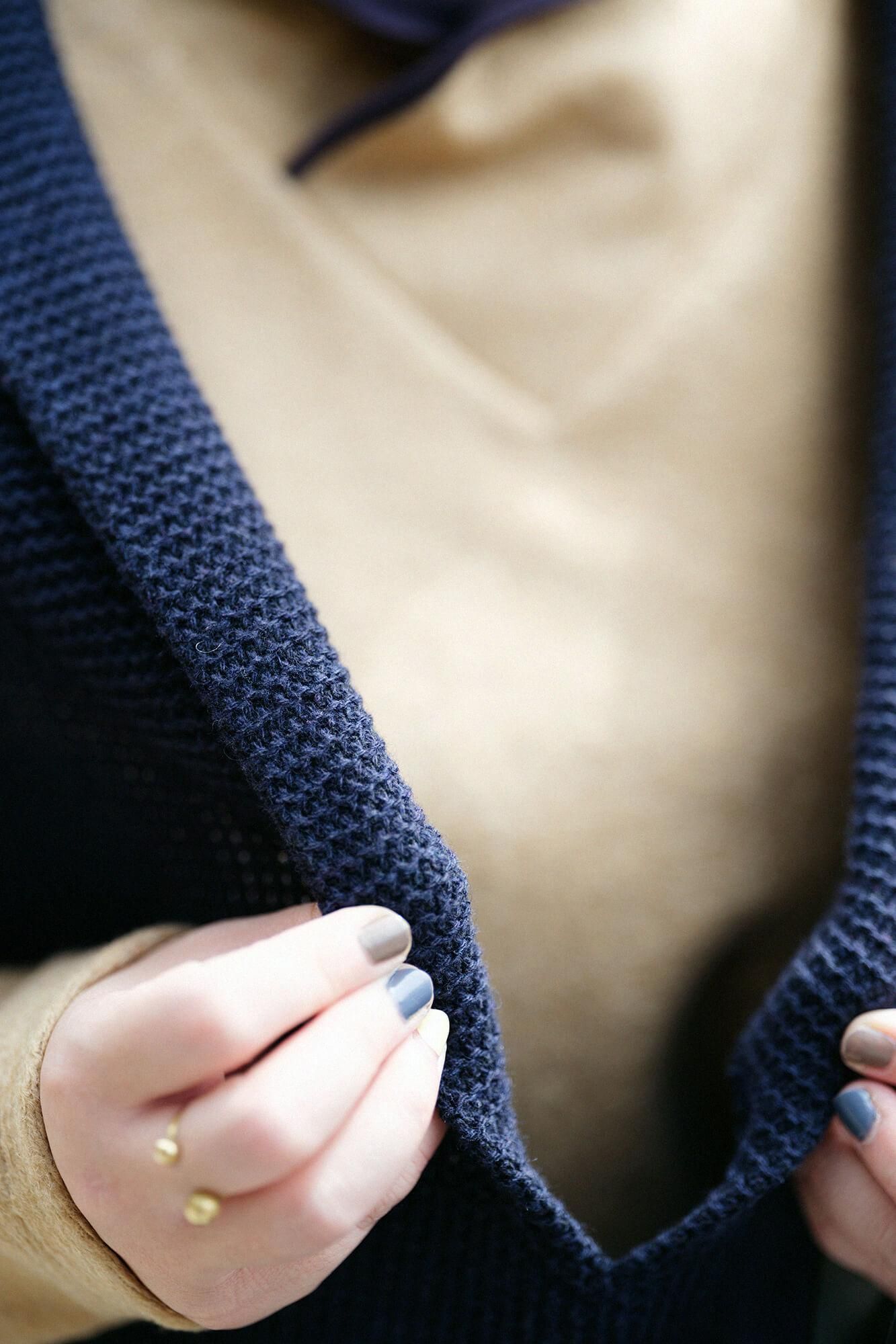 梳毛拉舍爾經編太夫背心/深藍色