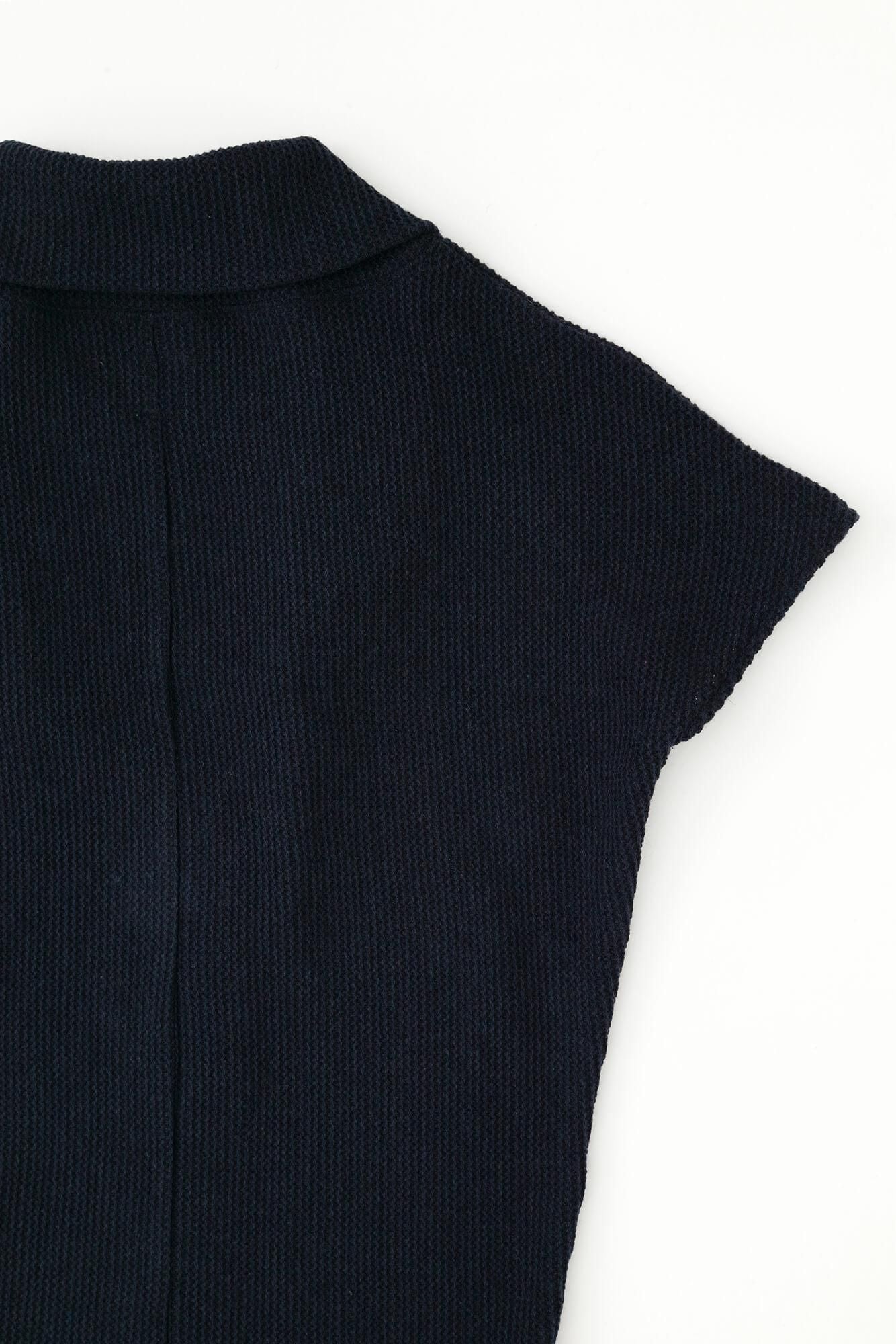 梳毛拉舍爾經編太夫背心/深藍色