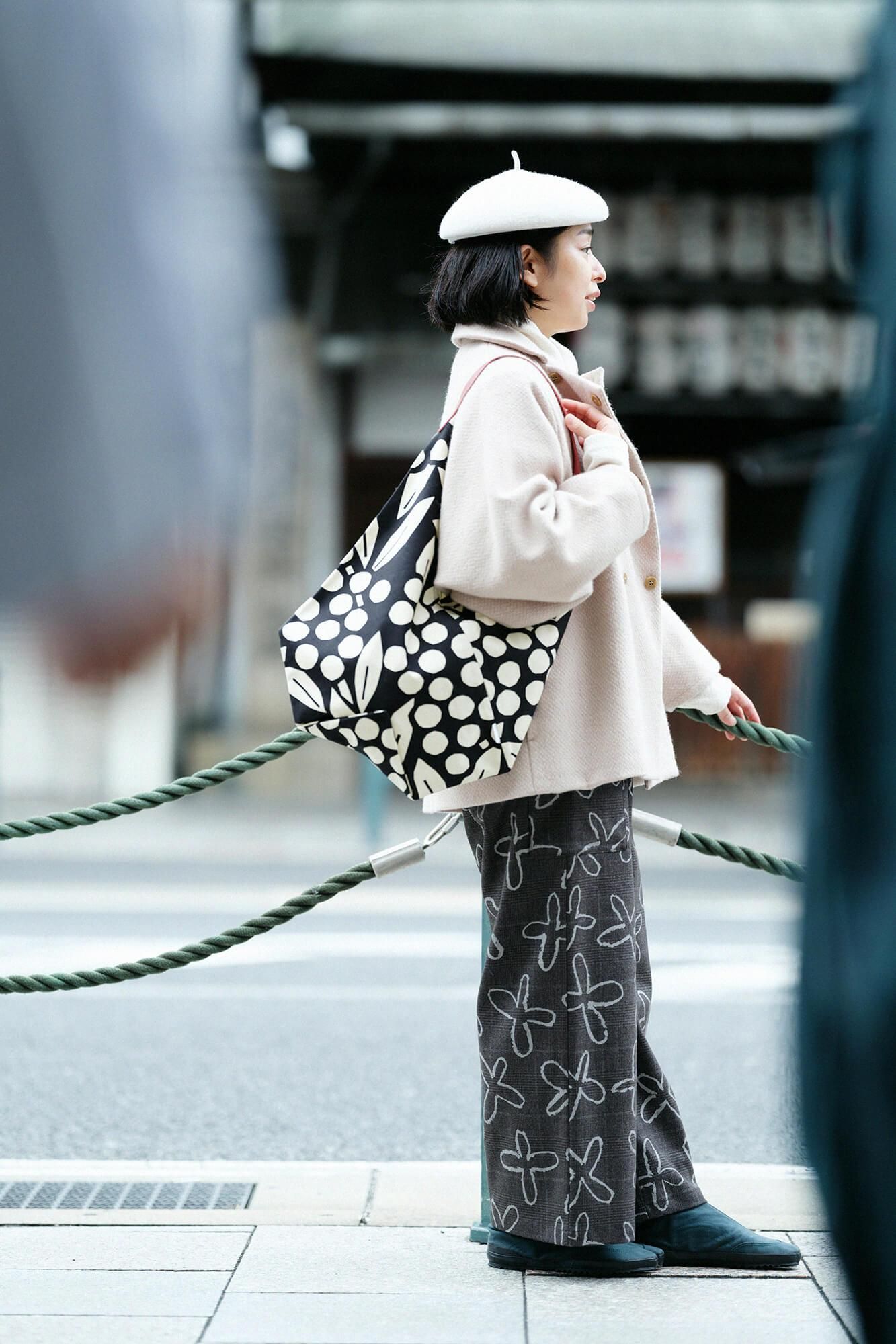 Combed Yarn Houndstooth Weave Square Pockets Monpe Pants / Suzushiro Deep Brown