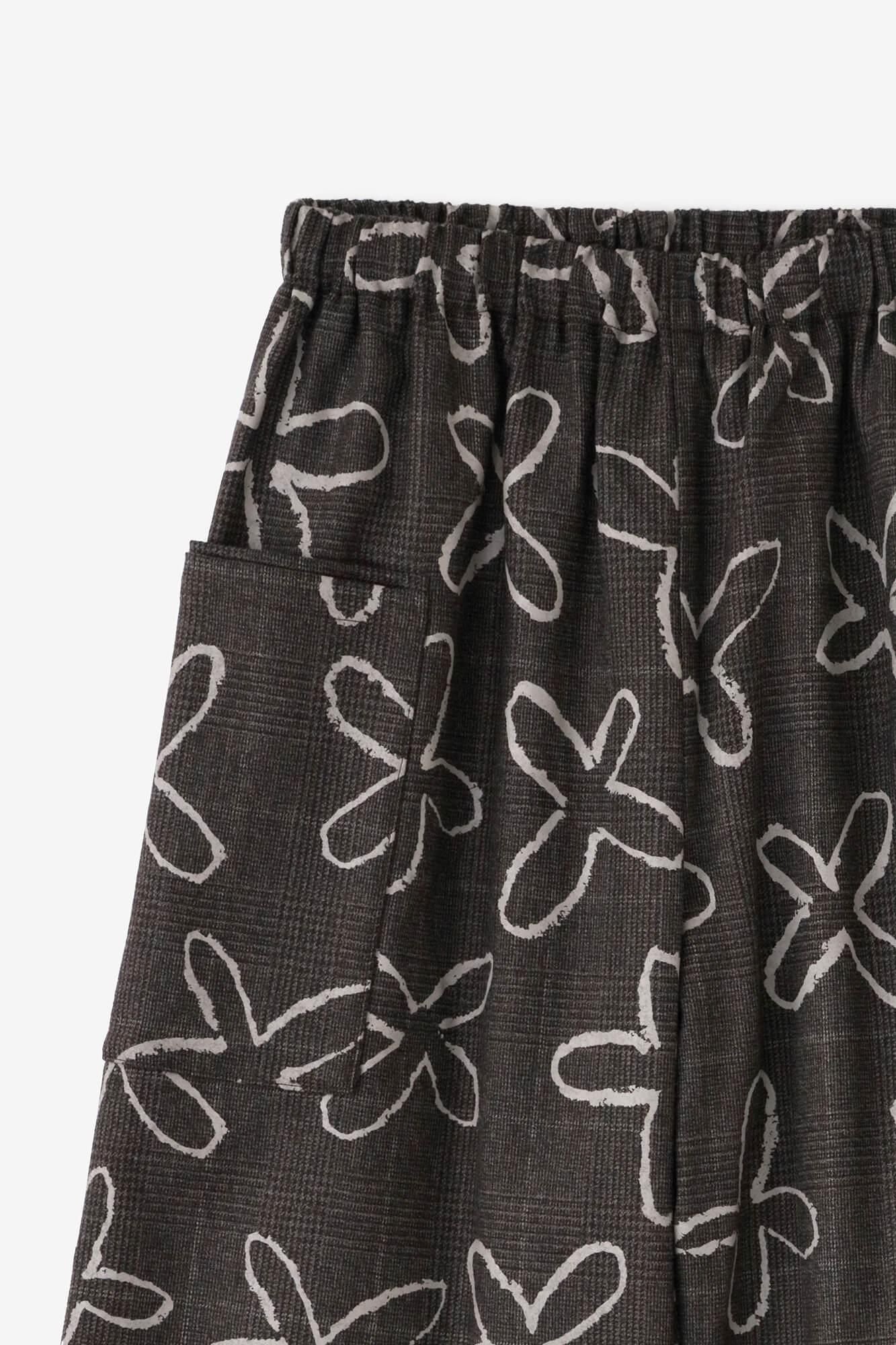 Combed Yarn Houndstooth Weave Square Pockets Monpe Pants / Suzushiro Deep Brown