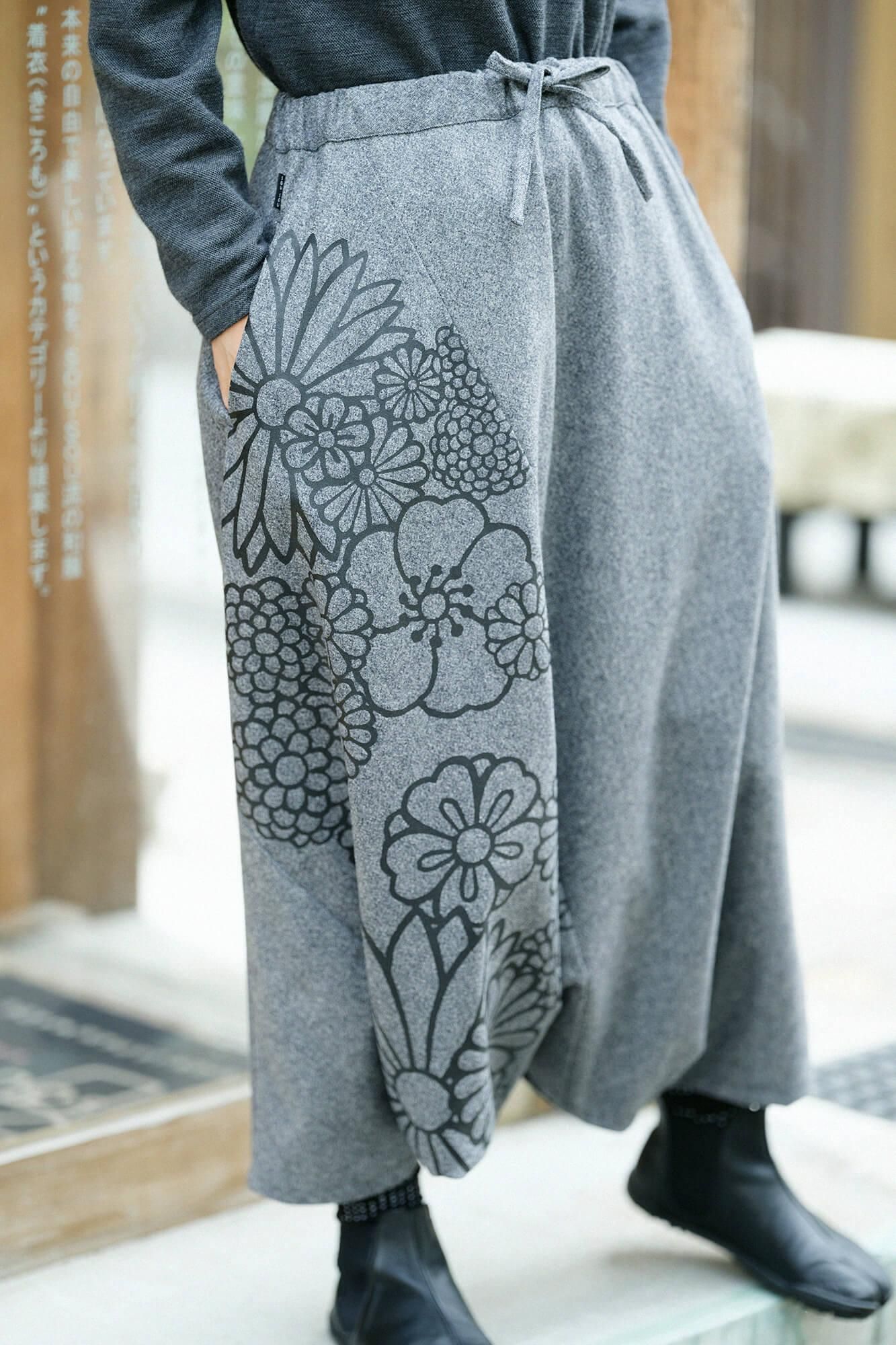 梳毛 富士(飛鼠褲)2.0/淡灰色×金襴緞子