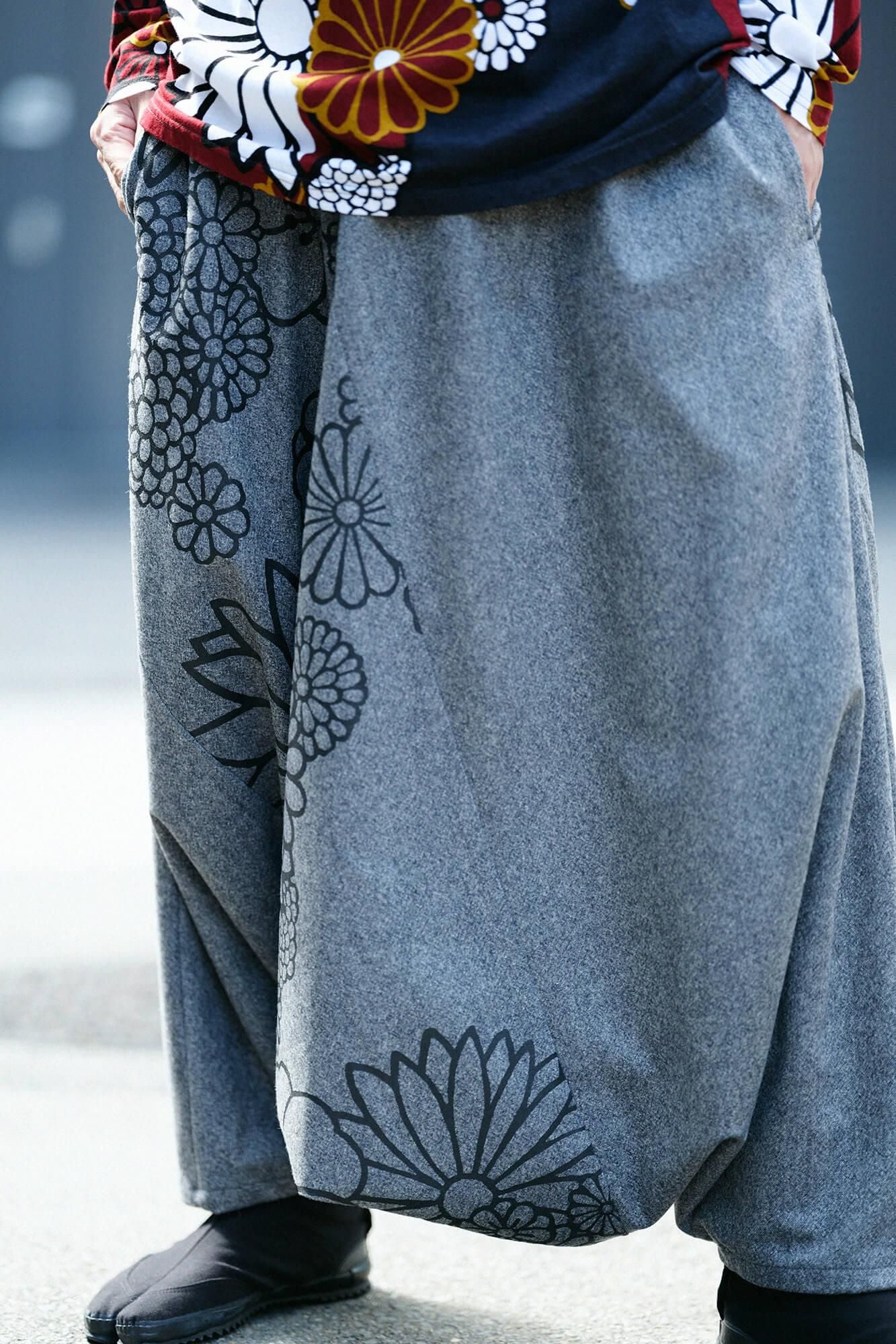 梳毛 富士(飛鼠褲)2.0/淡灰色×金襴緞子