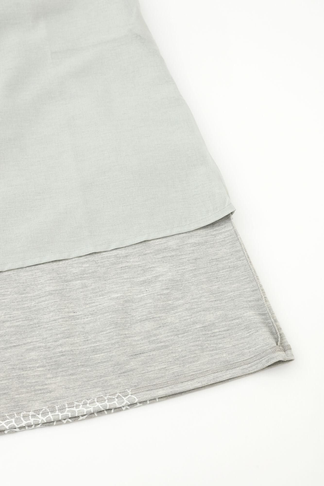 梳毛 雙面編 狹風靡 和服領長版洋裝/雲間菊 淡灰色