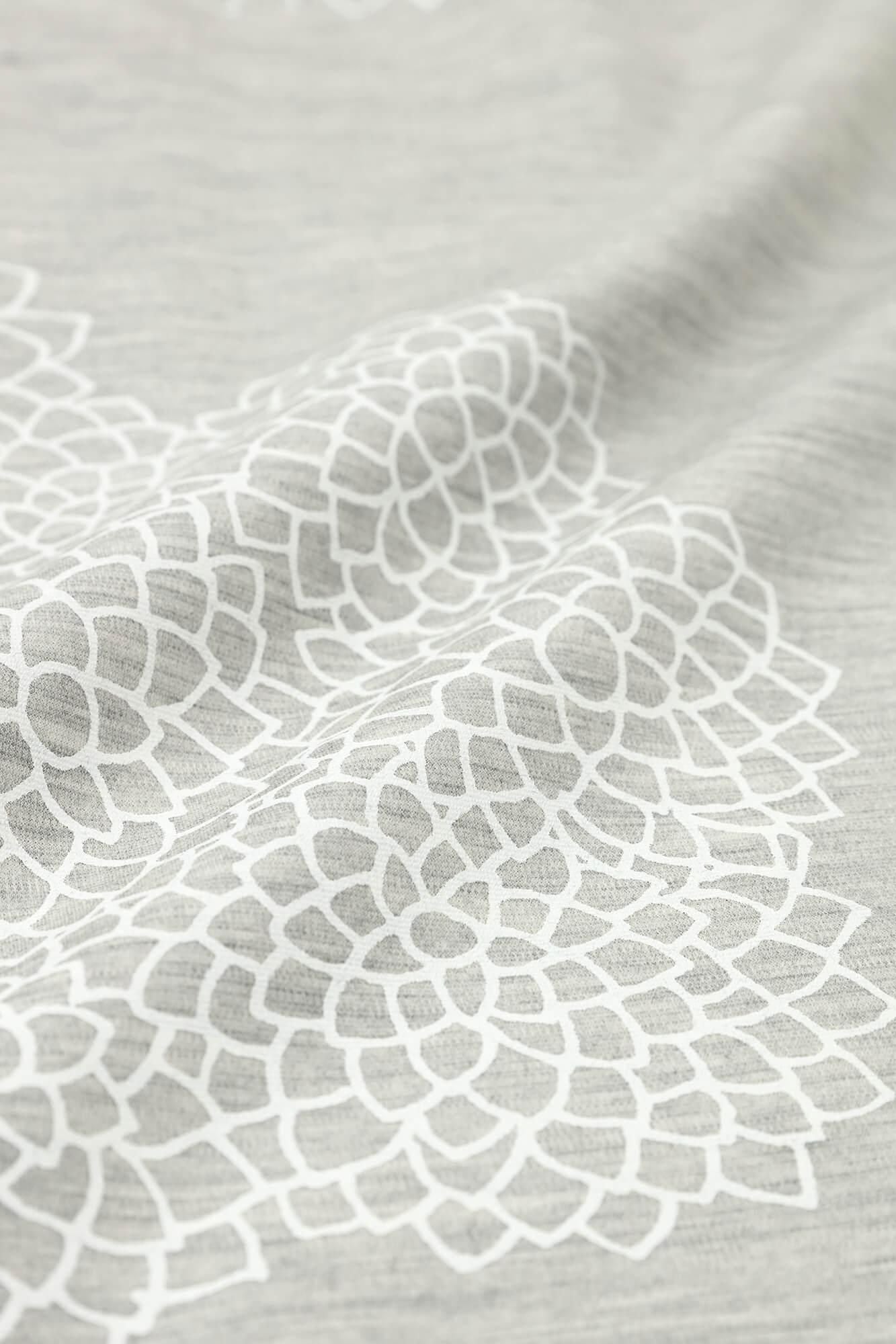 梳毛 雙面編 狹風靡 和服領長版洋裝/雲間菊 淡灰色