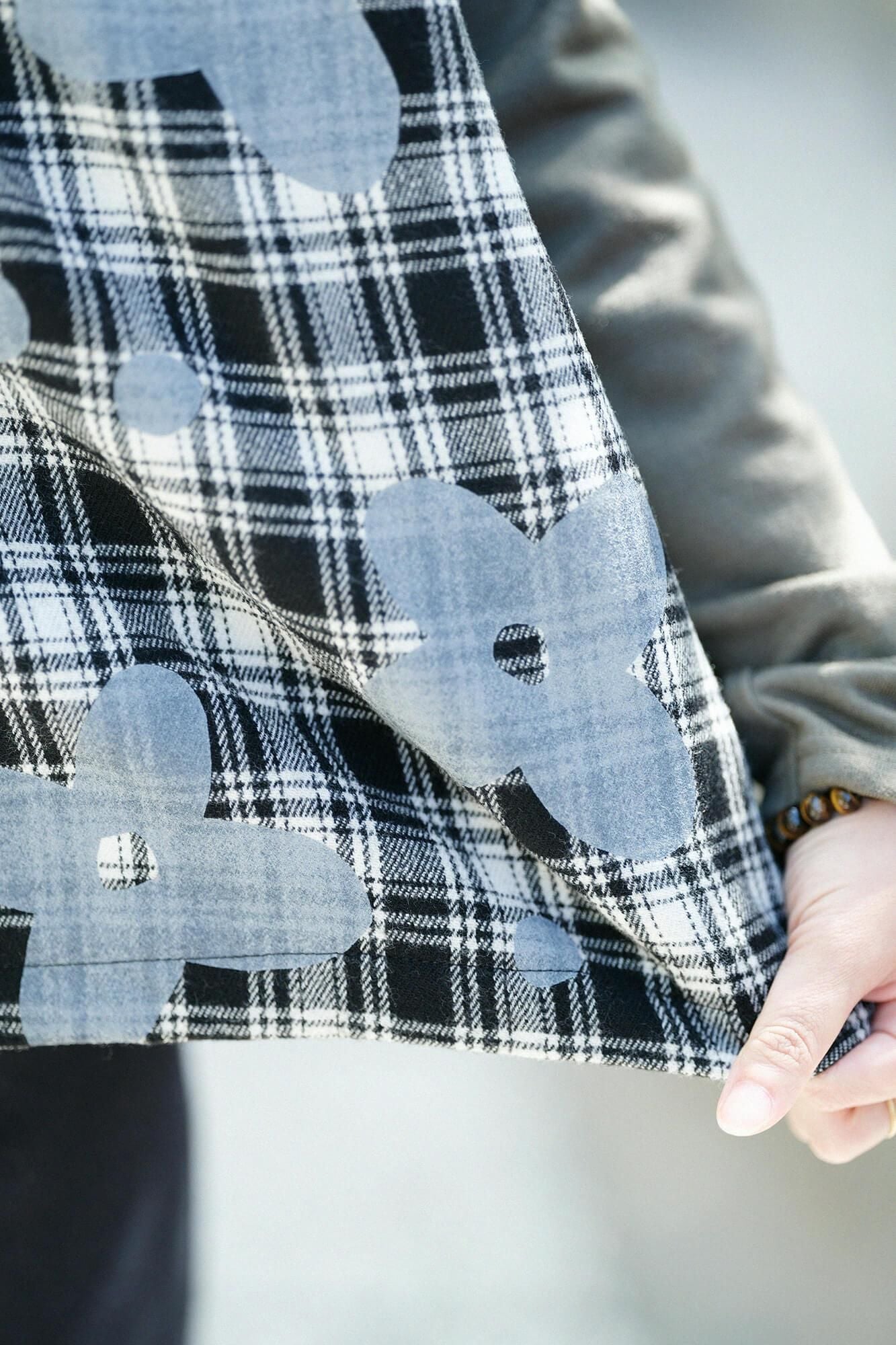 Combed Yarn Lattice Weave Square Top Shoulder Line / Floral Breeze from Mountain and Blank