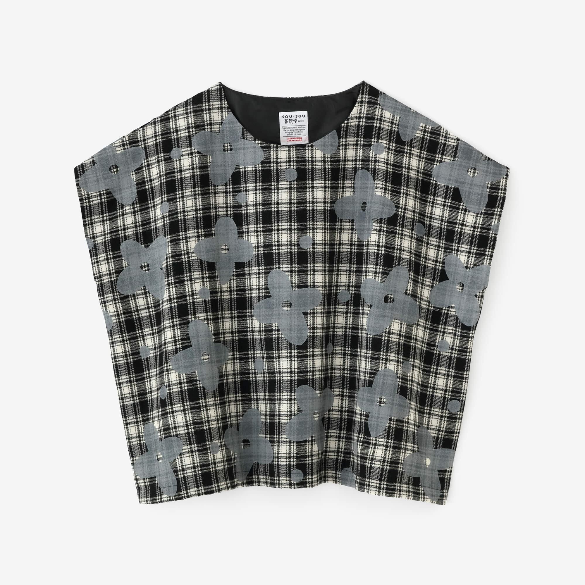 【net Limited】Combed Yarn Lattice Weave Square Top Shoulder Line / Floral Breeze from Mountain