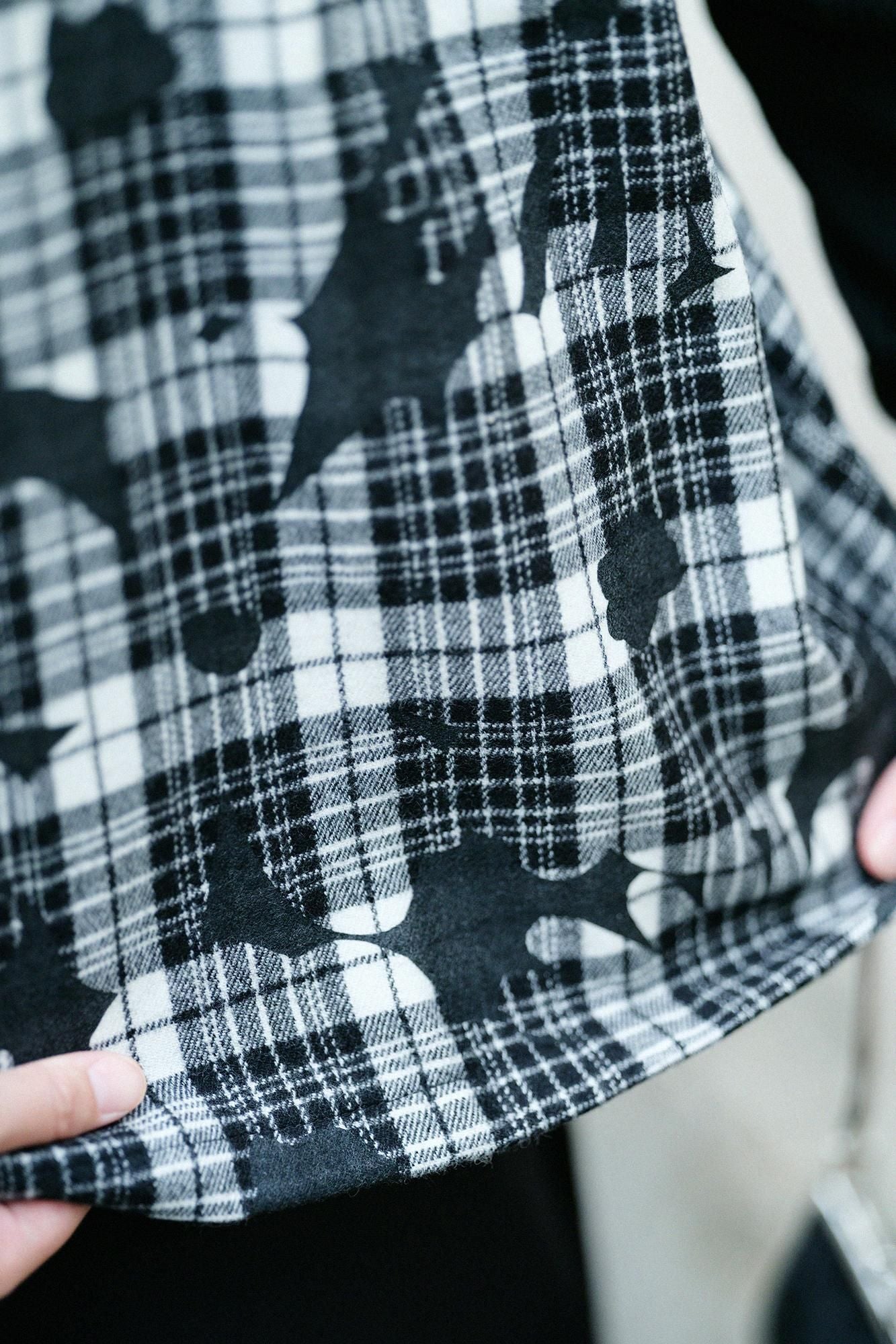 【官網限定】梳毛格紋織方形上衣肩線/落落大方和留白