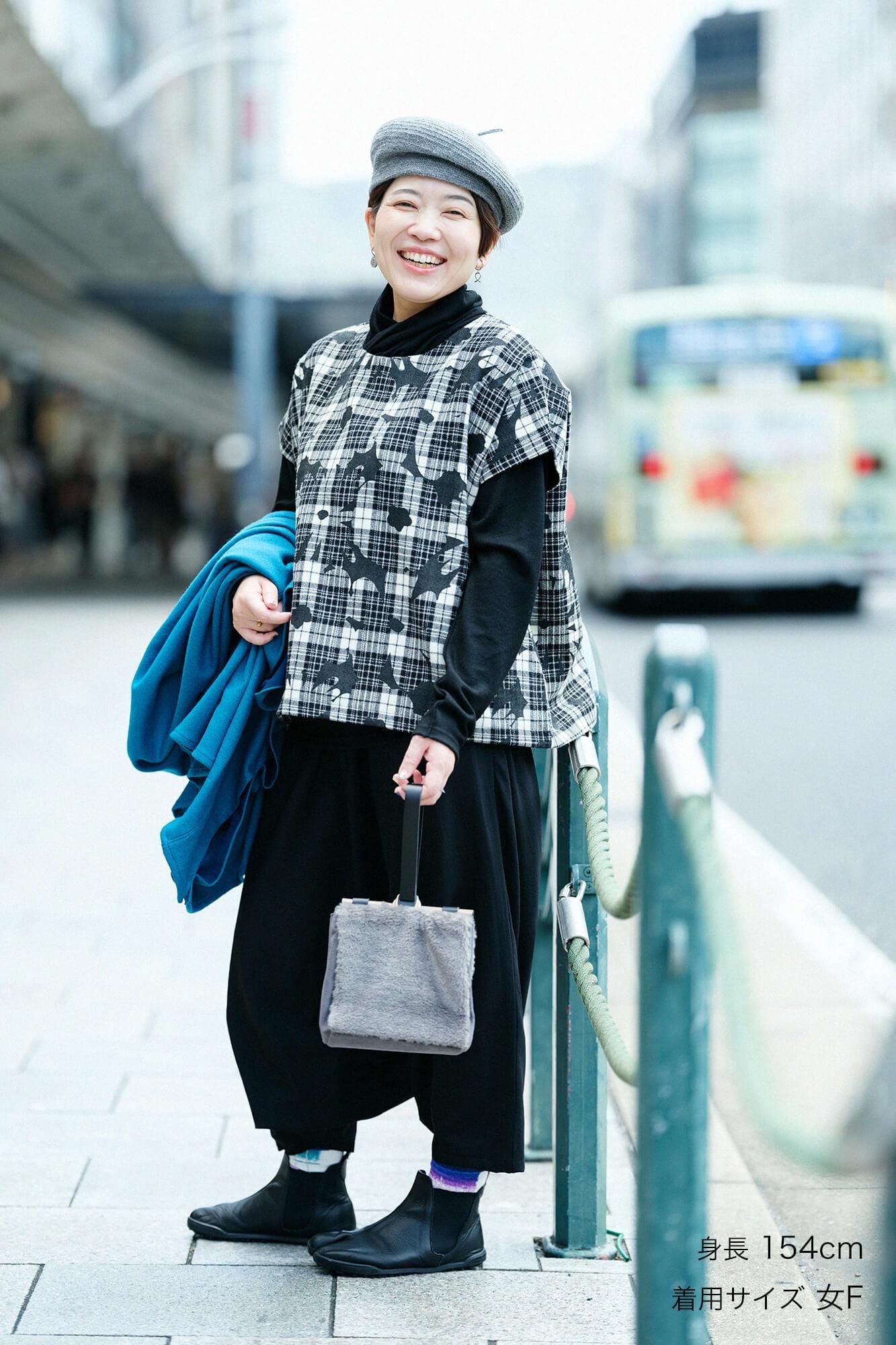 【net Limited】Combed Yarn Lattice Weave Square Top Shoulder Line / Oraka