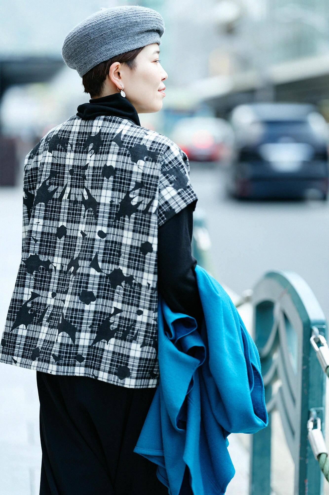 【net Limited】Combed Yarn Lattice Weave Square Top Shoulder Line / Oraka