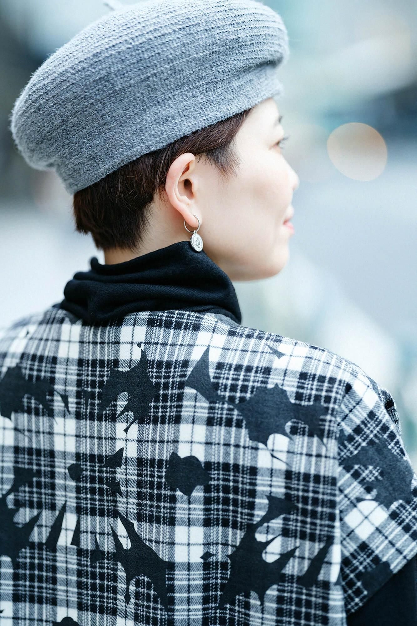 【net Limited】Combed Yarn Lattice Weave Square Top Shoulder Line / Oraka