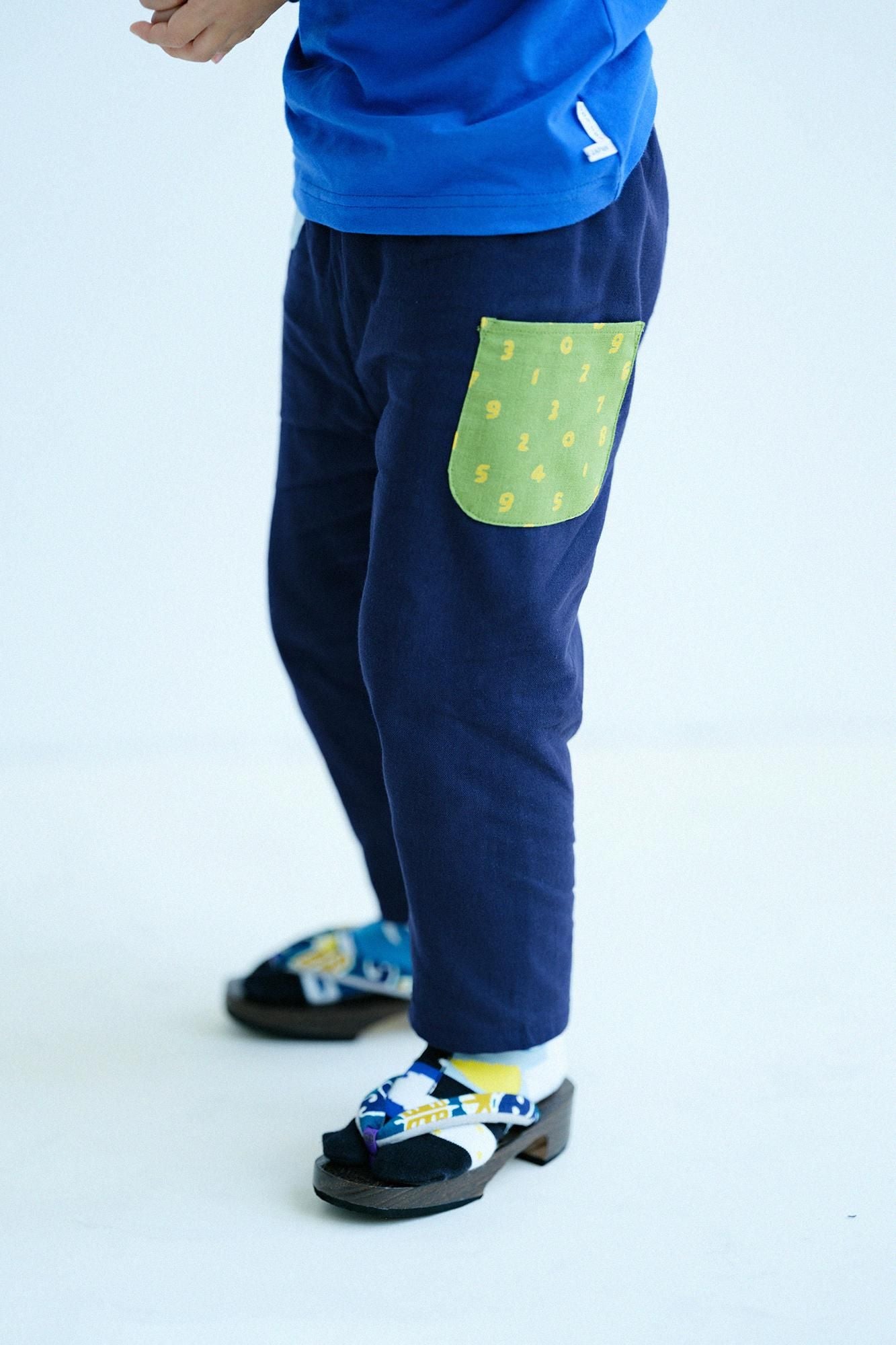 ●伊勢木棉 三袋童裝長褲 附裡襯/深藍