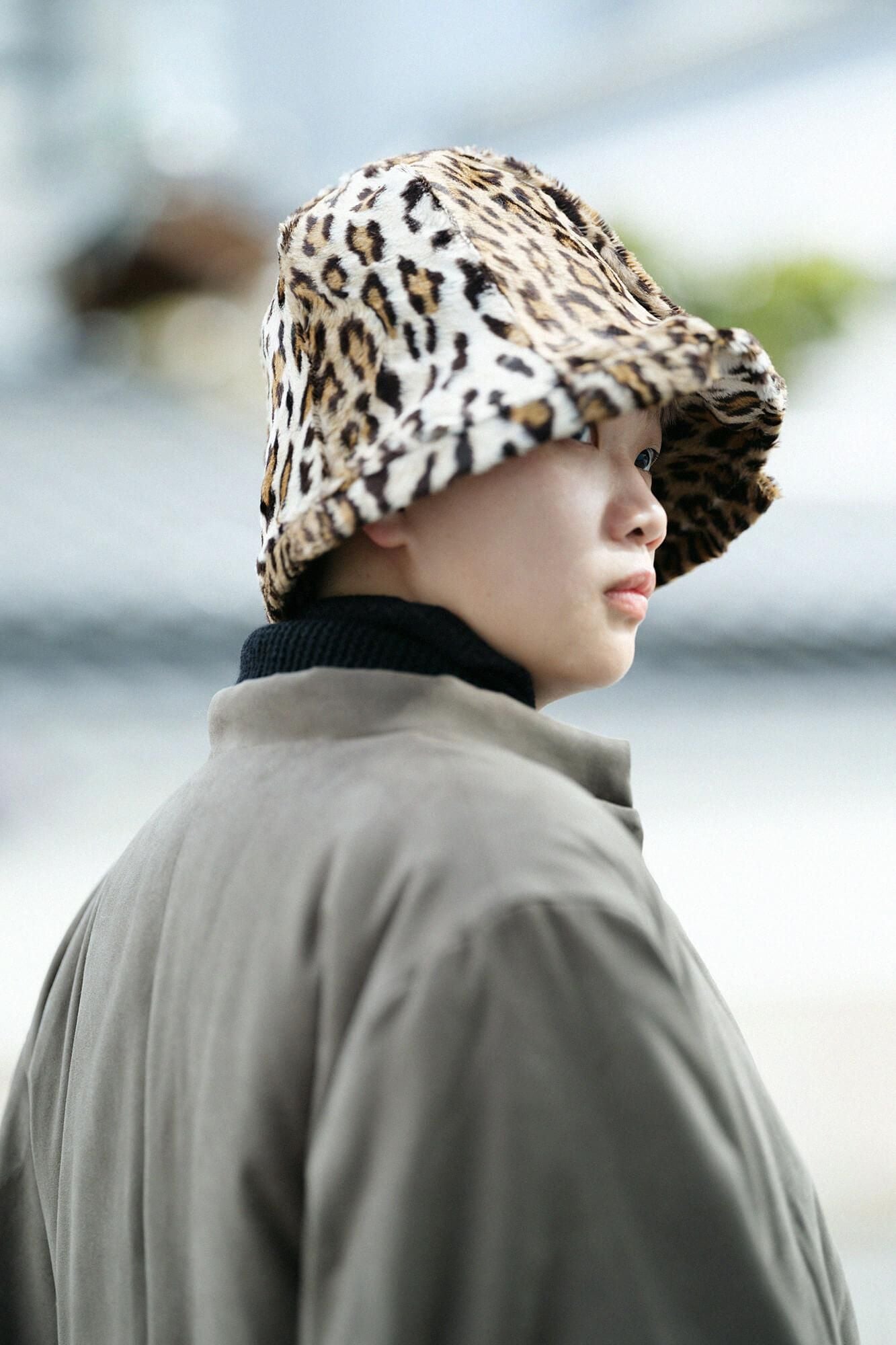 人造皮毛 一条笠帽 錣/豹紋