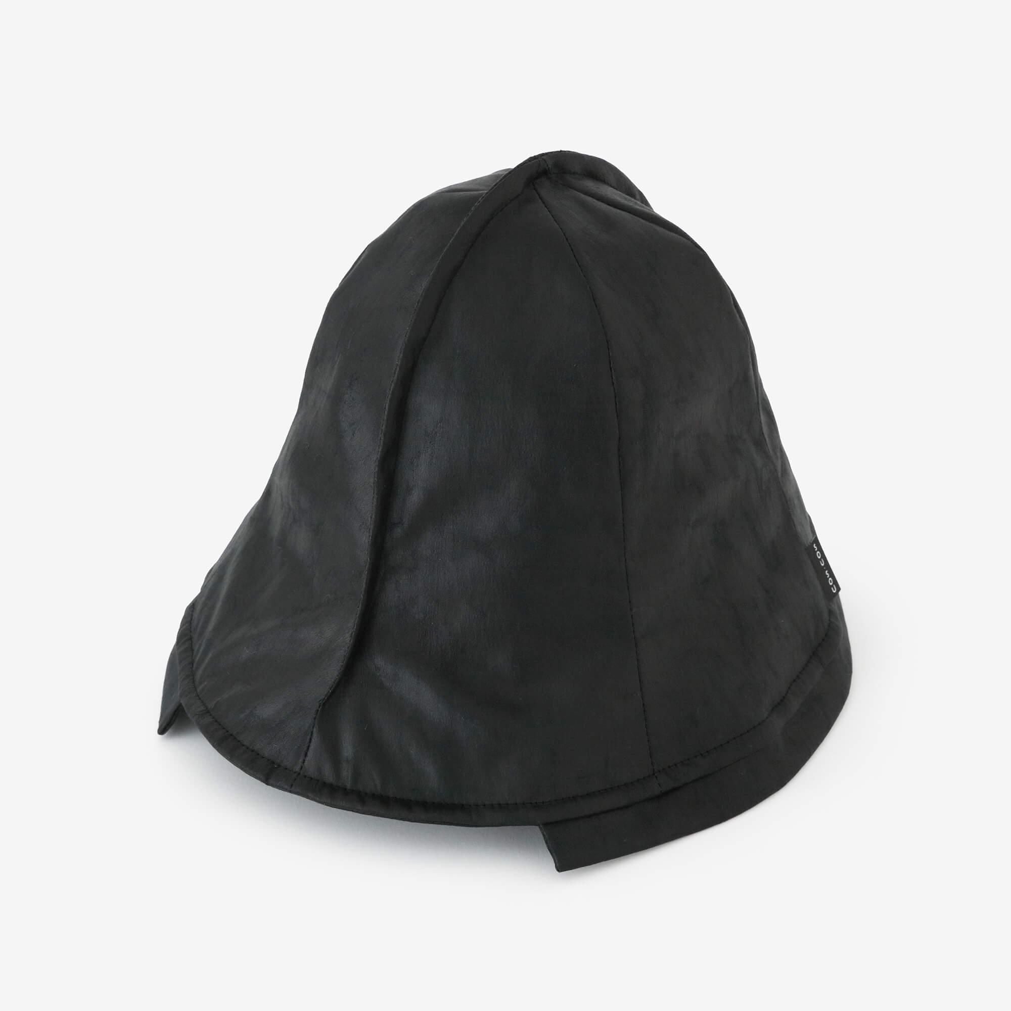 Faux Leather Ichijogasa Shikoro Hat / Black