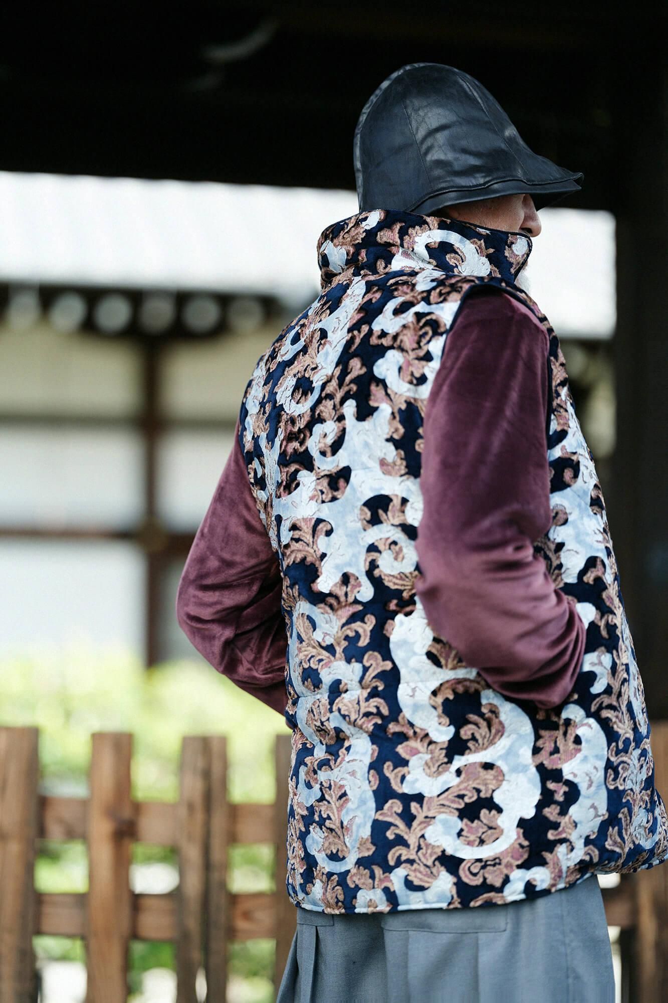 Faux Leather Ichijogasa Shikoro Hat / Black