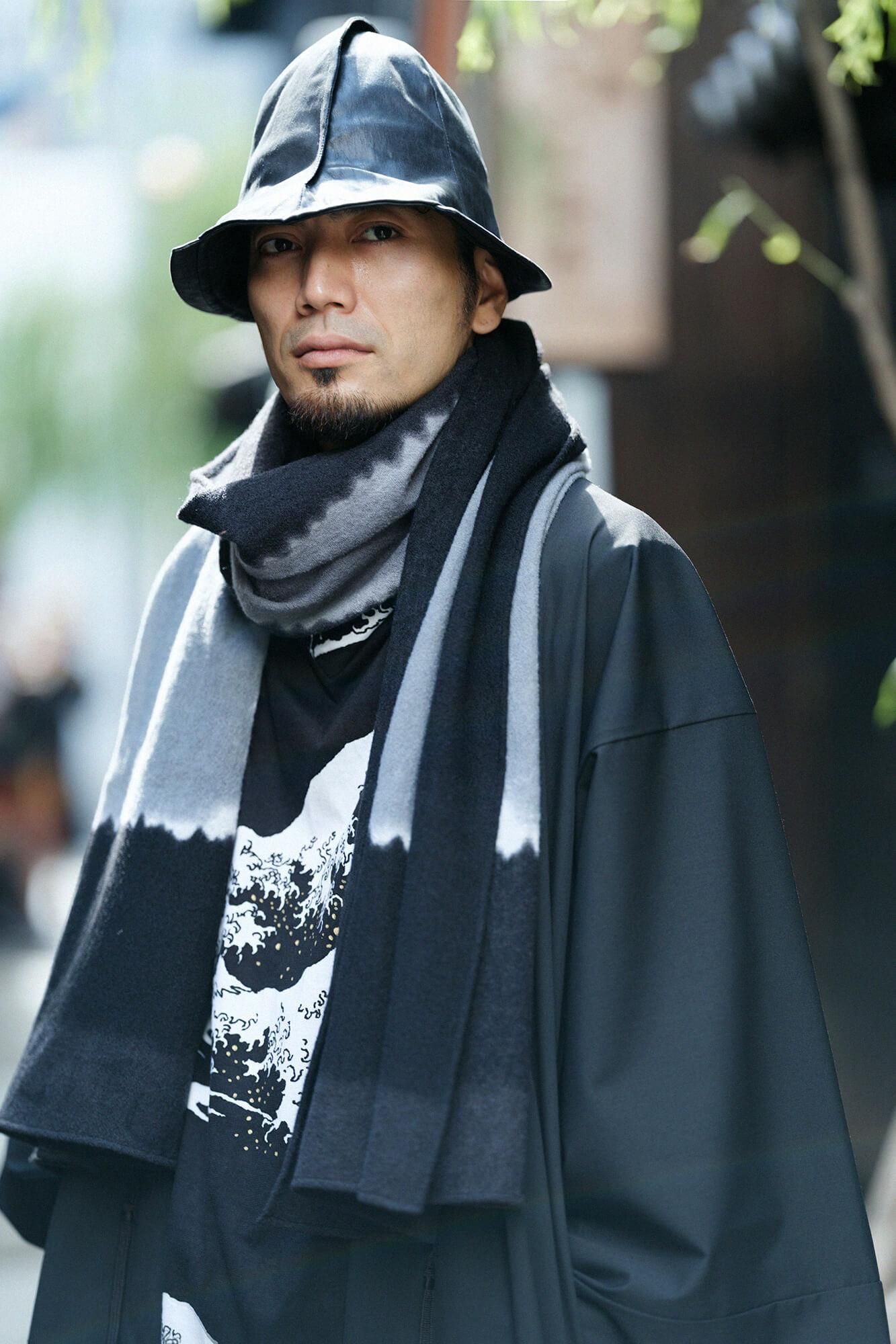 Faux Leather Ichijogasa Shikoro Hat / Black