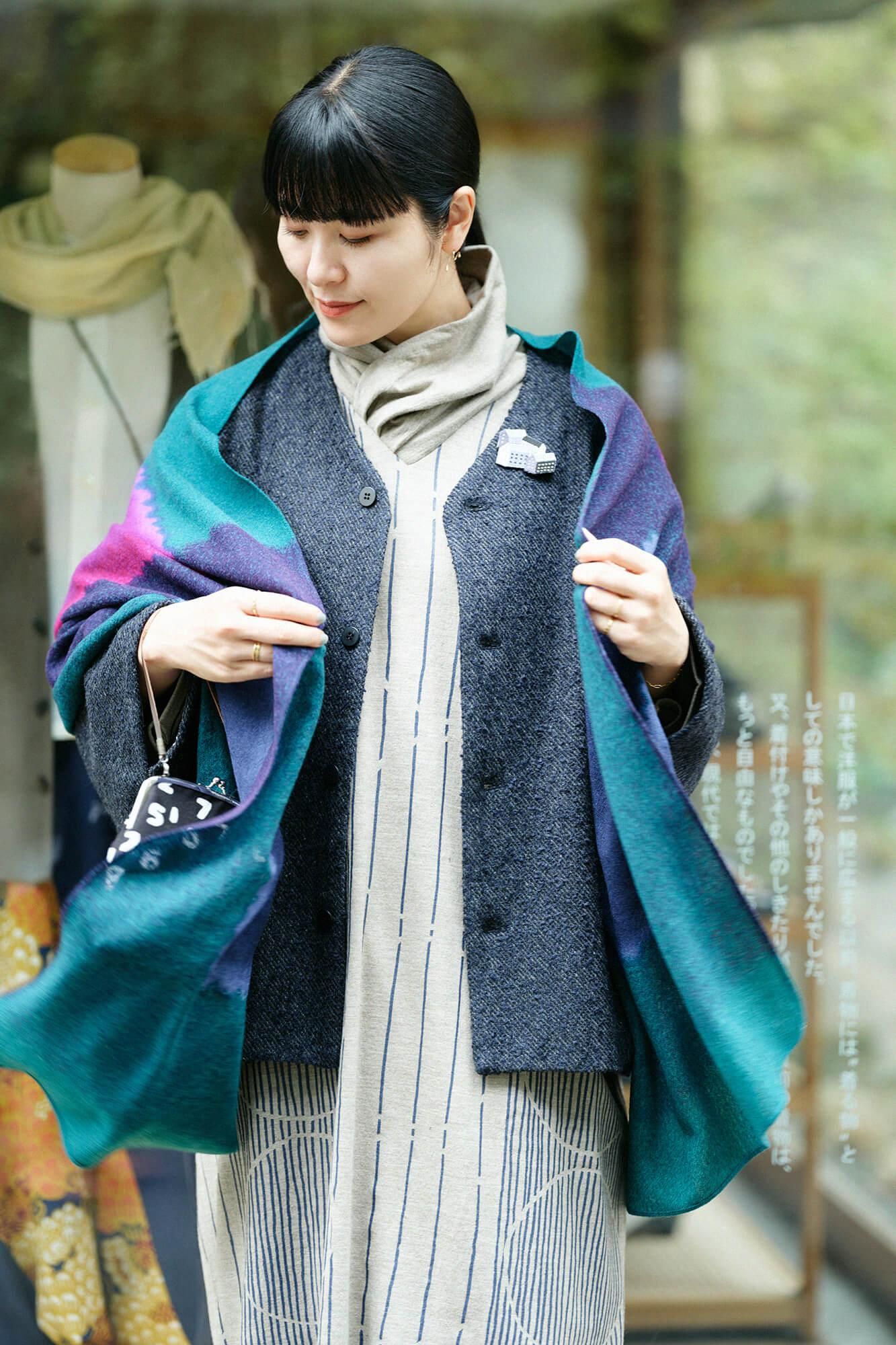 SOU・SOU×Hinata Hatae Scarf / Light Blue×Iris Color