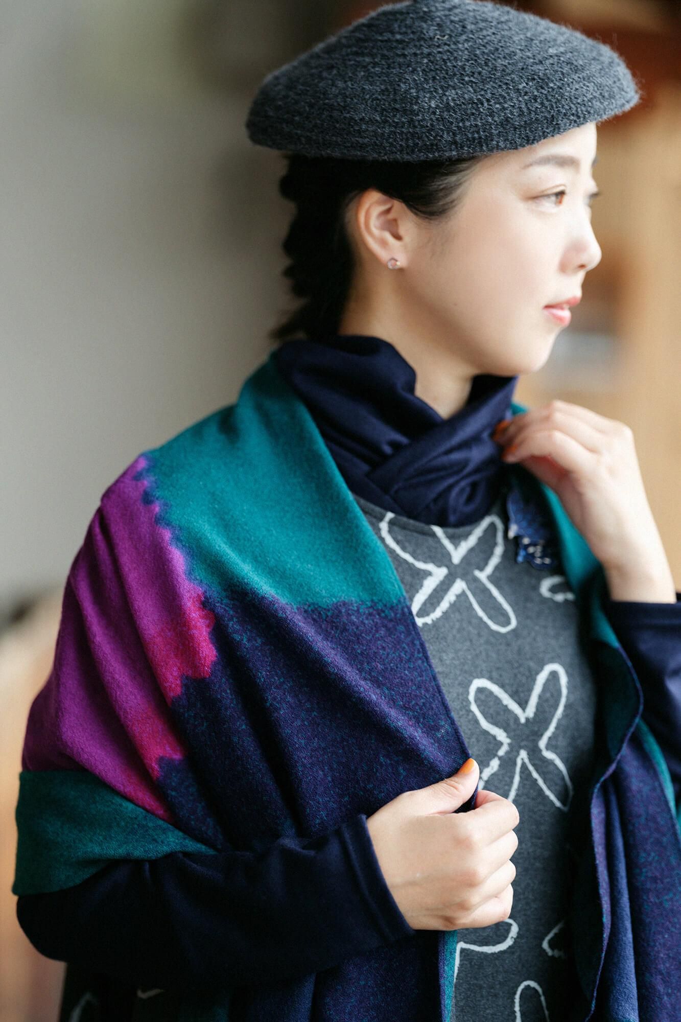 SOU・SOU×Hinata Hatae Scarf / Light Blue×Iris Color
