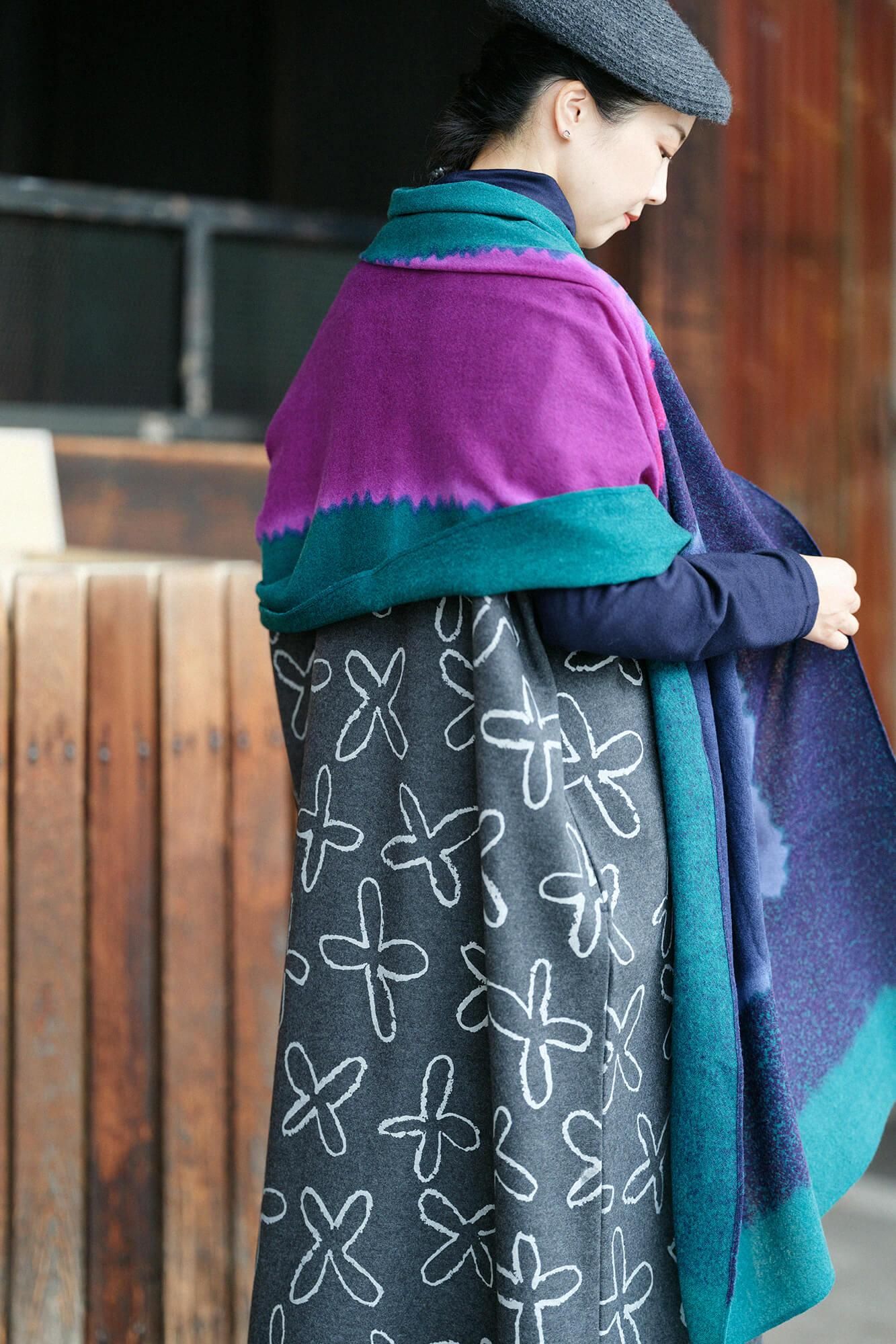 SOU・SOU×Hinata Hatae Scarf / Light Blue×Iris Color