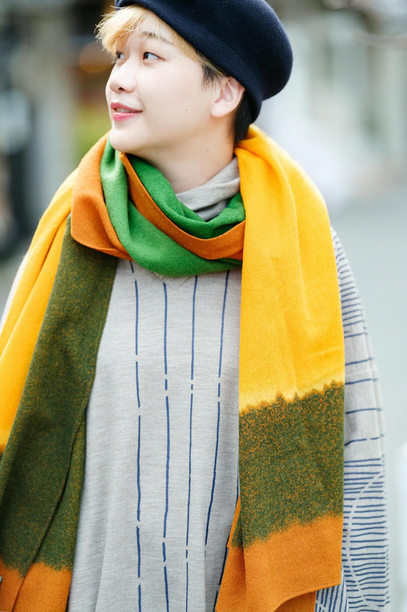 SOU・SOU×Hinata Hatae Scarf / Golden Brown×Grass Green