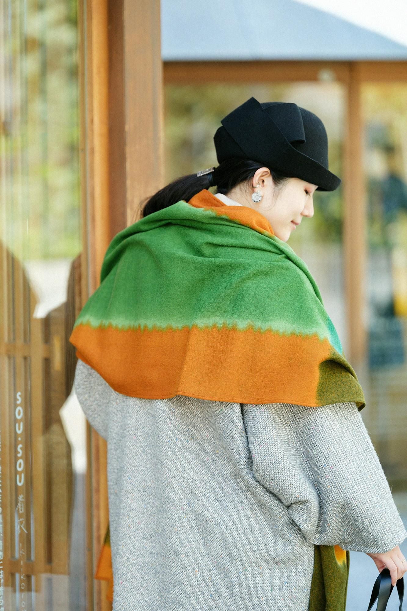 SOU・SOU×Hinata Hatae Scarf / Golden Brown×Grass Green