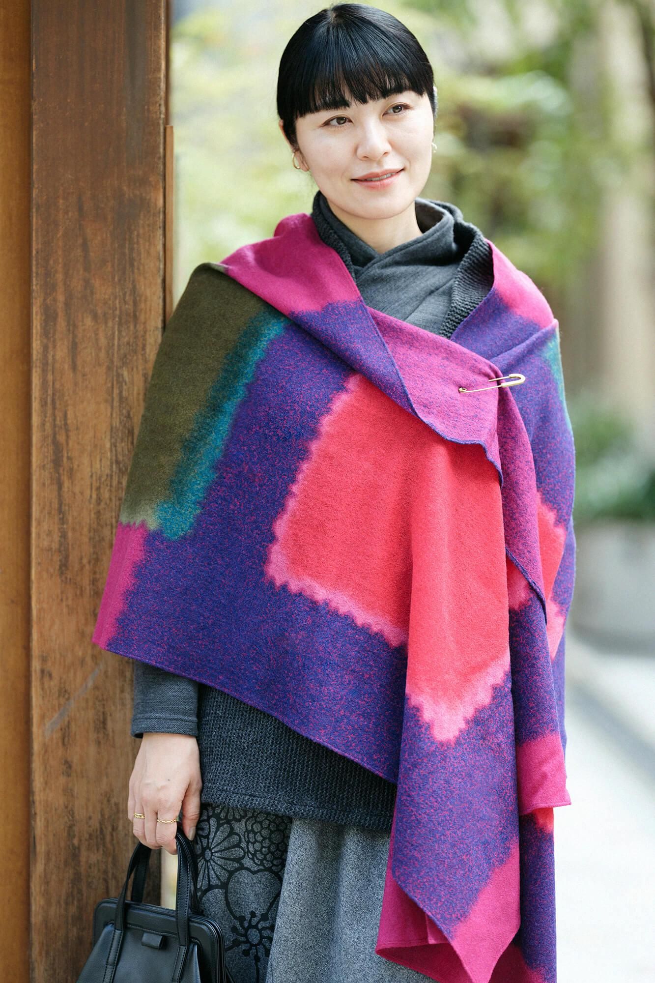 SOU・SOU×Hinata 二十重圍巾/深紅色×璃寛茶色