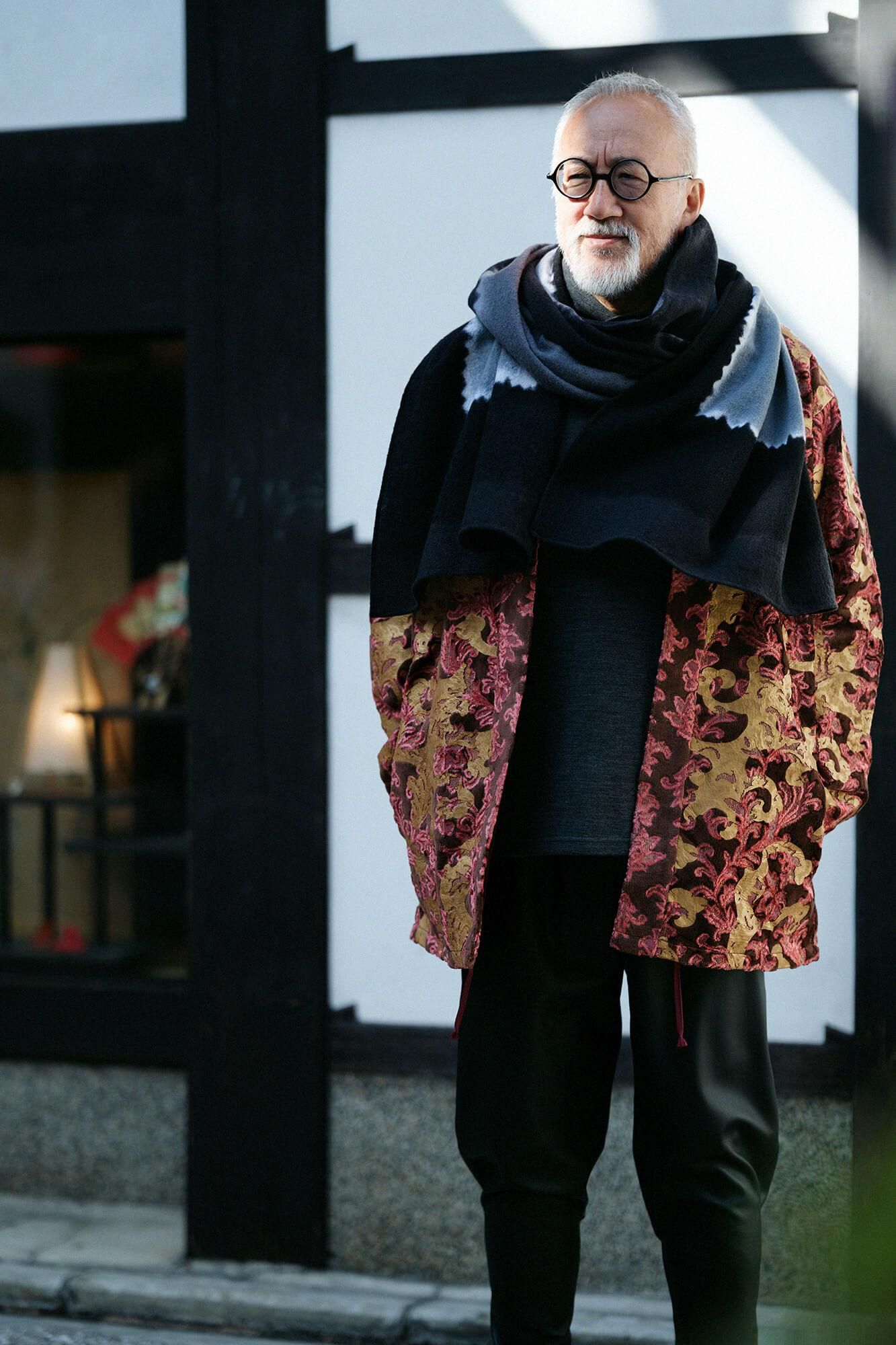 SOU・SOU×Hinata 二十重圍巾/深灰色×石板灰