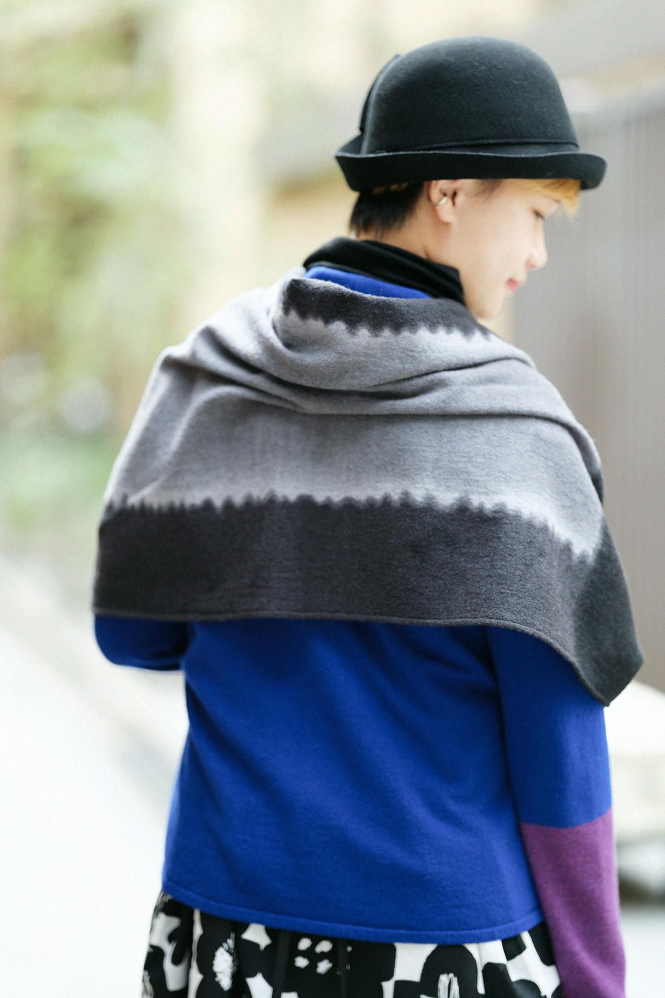 SOU・SOU×Hinata 二十重圍巾/深灰色×石板灰