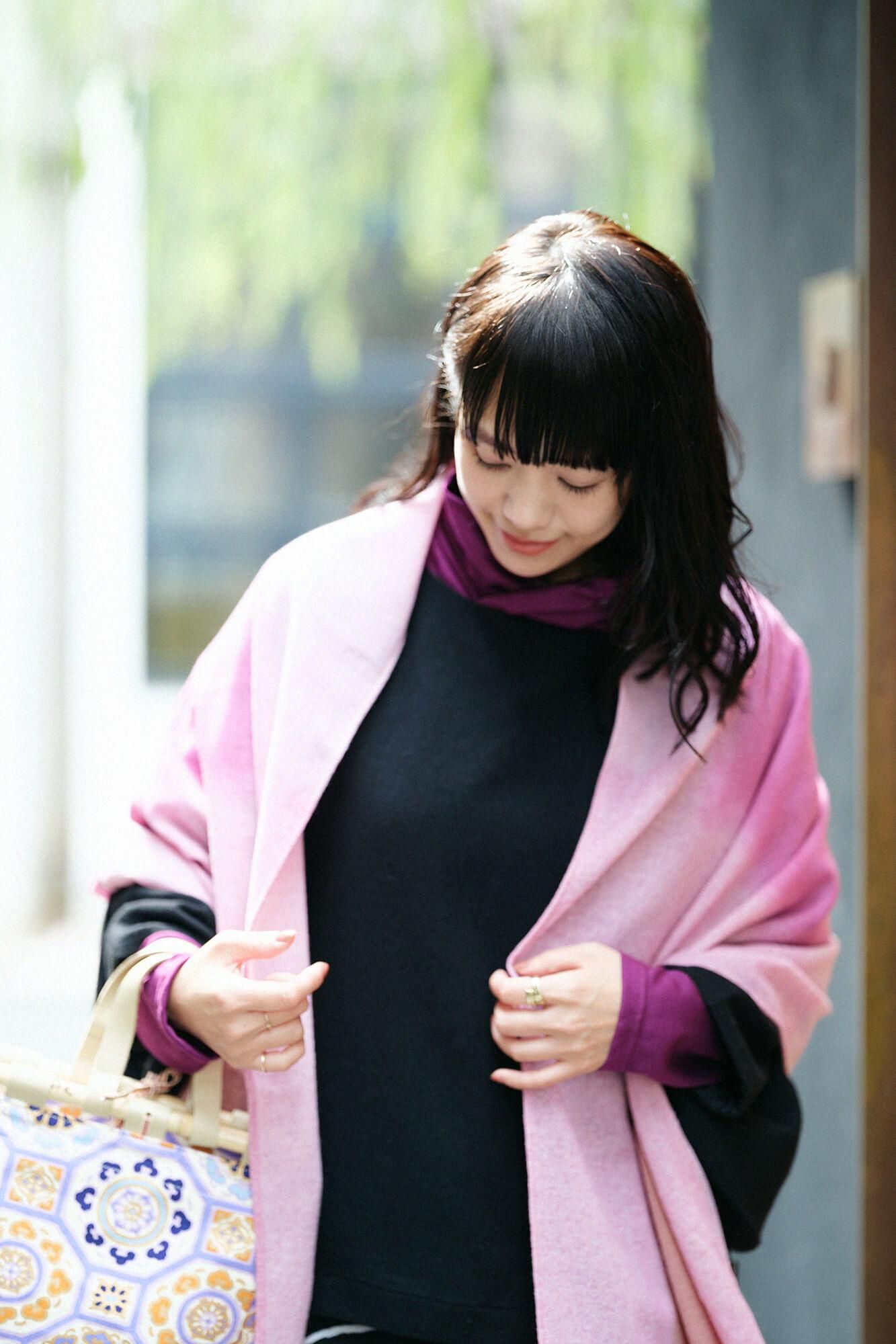SOU・SOU×Hinata Hatae Scarf / Beige×Pink