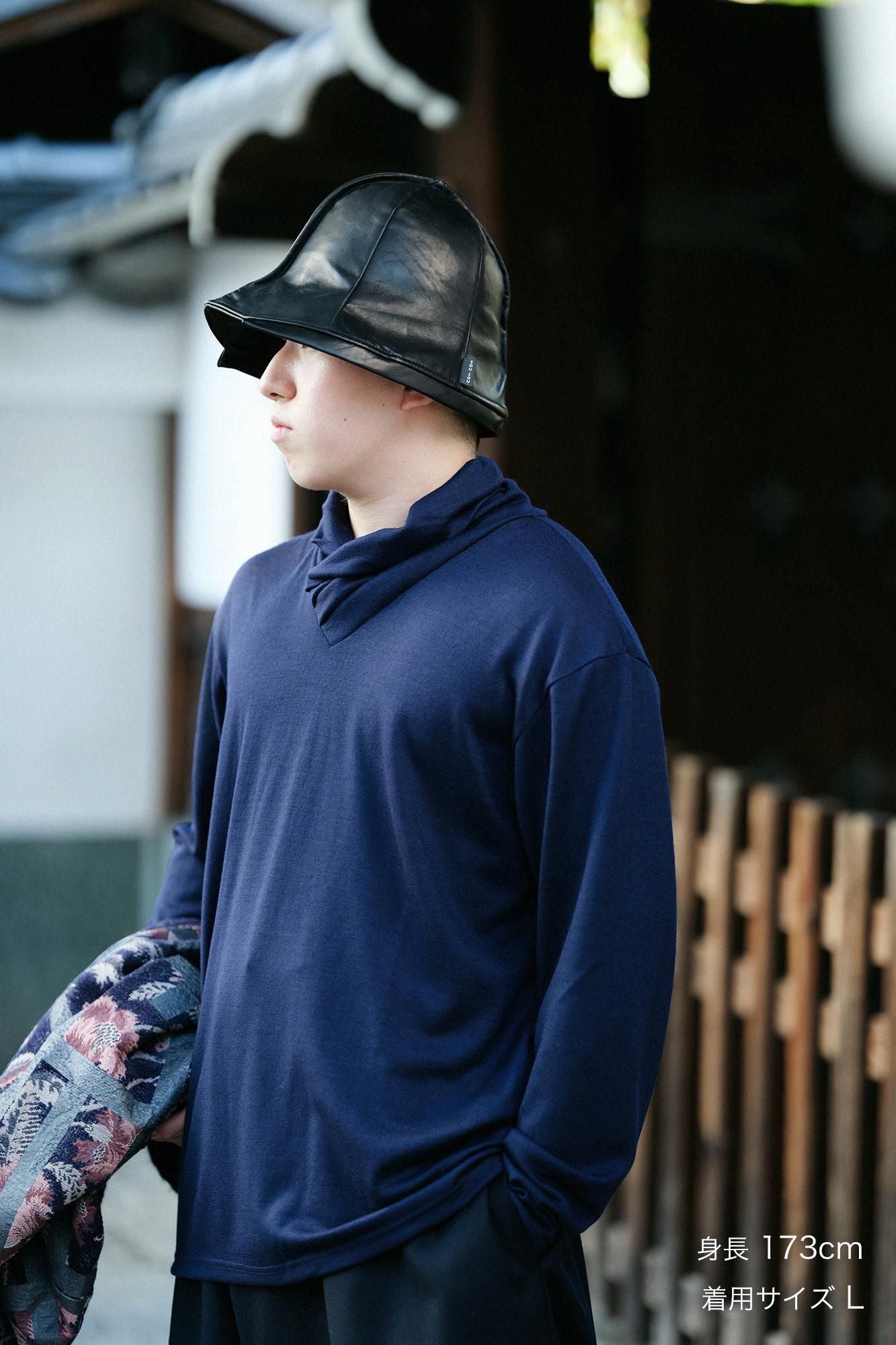 ウォッシャブルウール天竺 衿巻ジバン/深紺(しんこん)