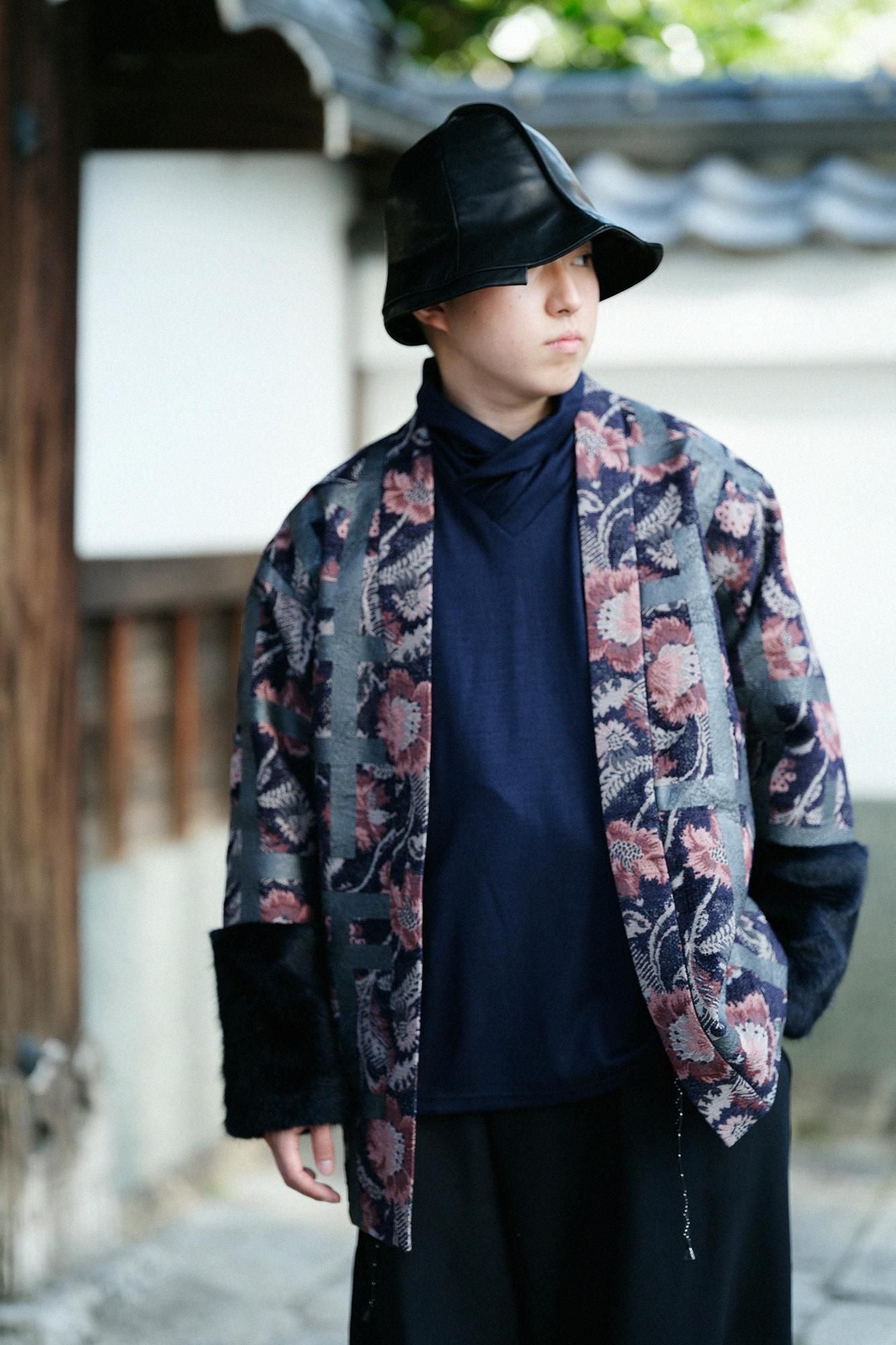 ウォッシャブルウール天竺 衿巻ジバン/深紺(しんこん)