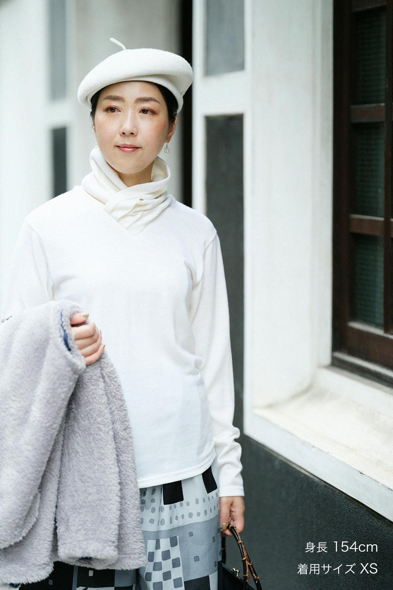 ウォッシャブルウール天竺 衿巻ジバン/鳥の子色(とりのこいろ)