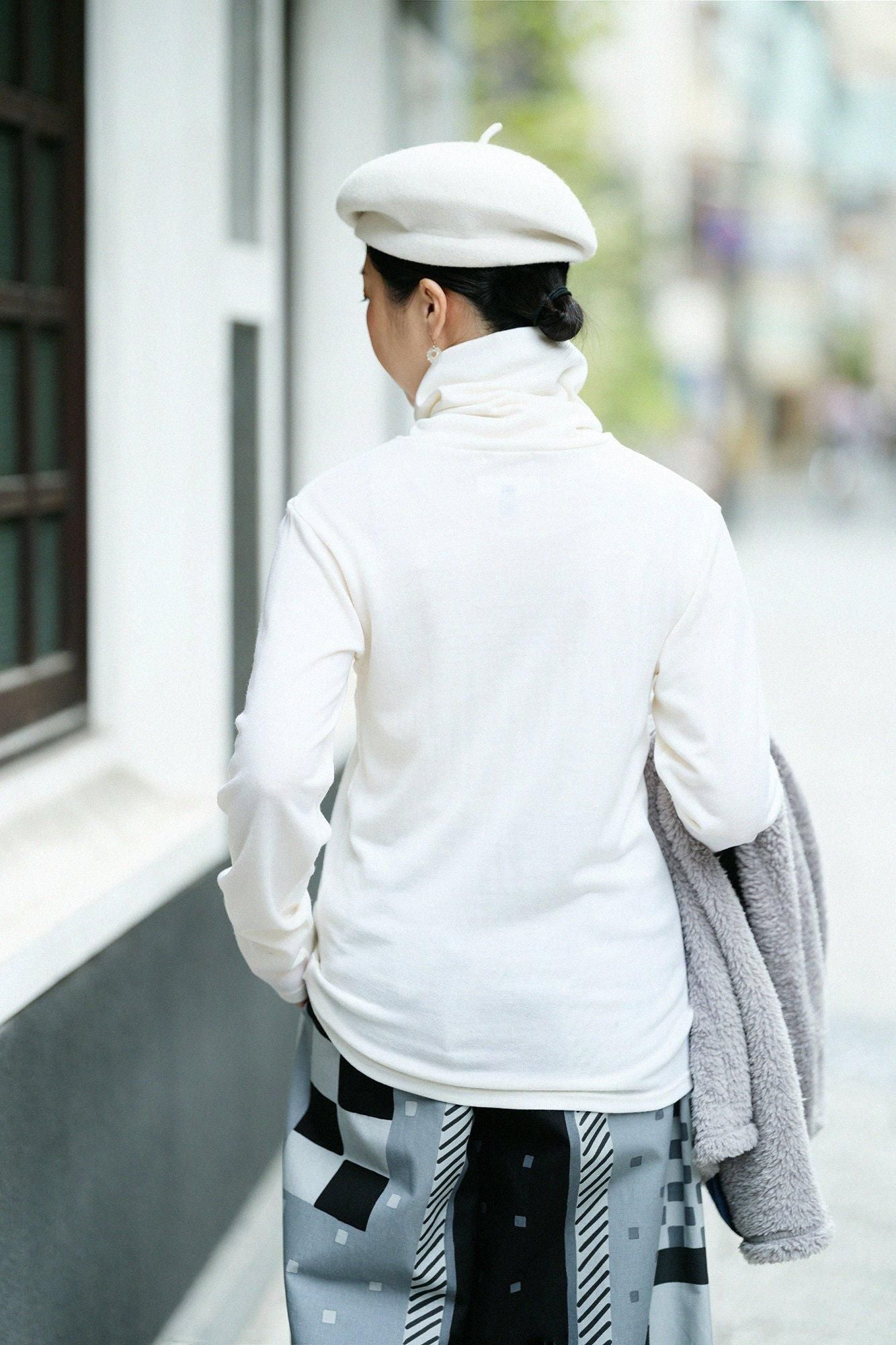 ウォッシャブルウール天竺 衿巻ジバン/鳥の子色(とりのこいろ)