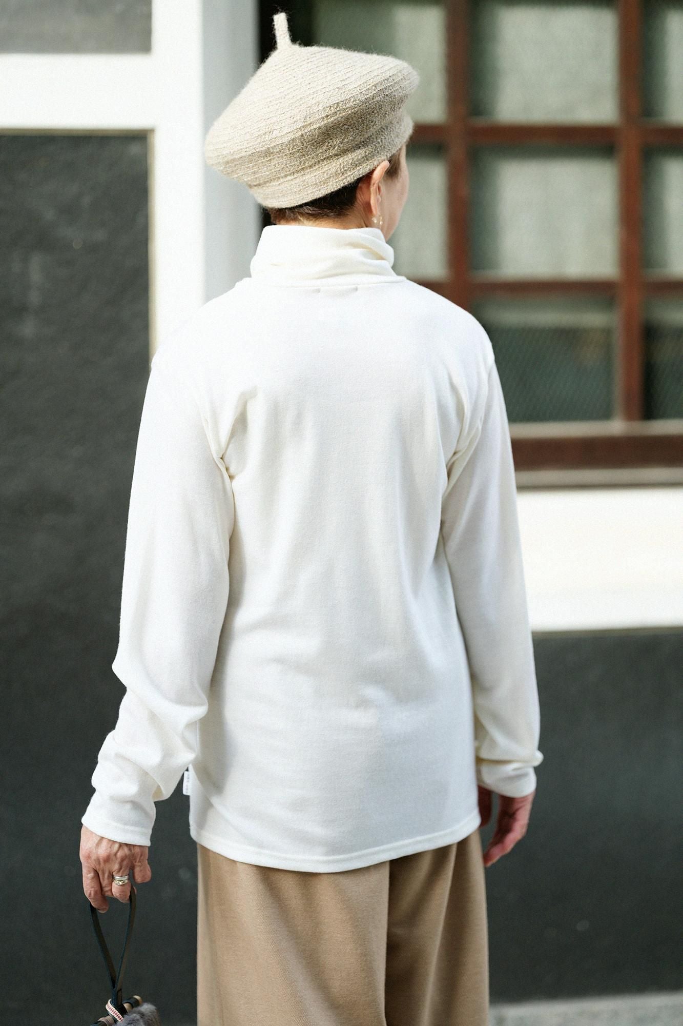 ウォッシャブルウール天竺 衿巻ジバン/鳥の子色(とりのこいろ)