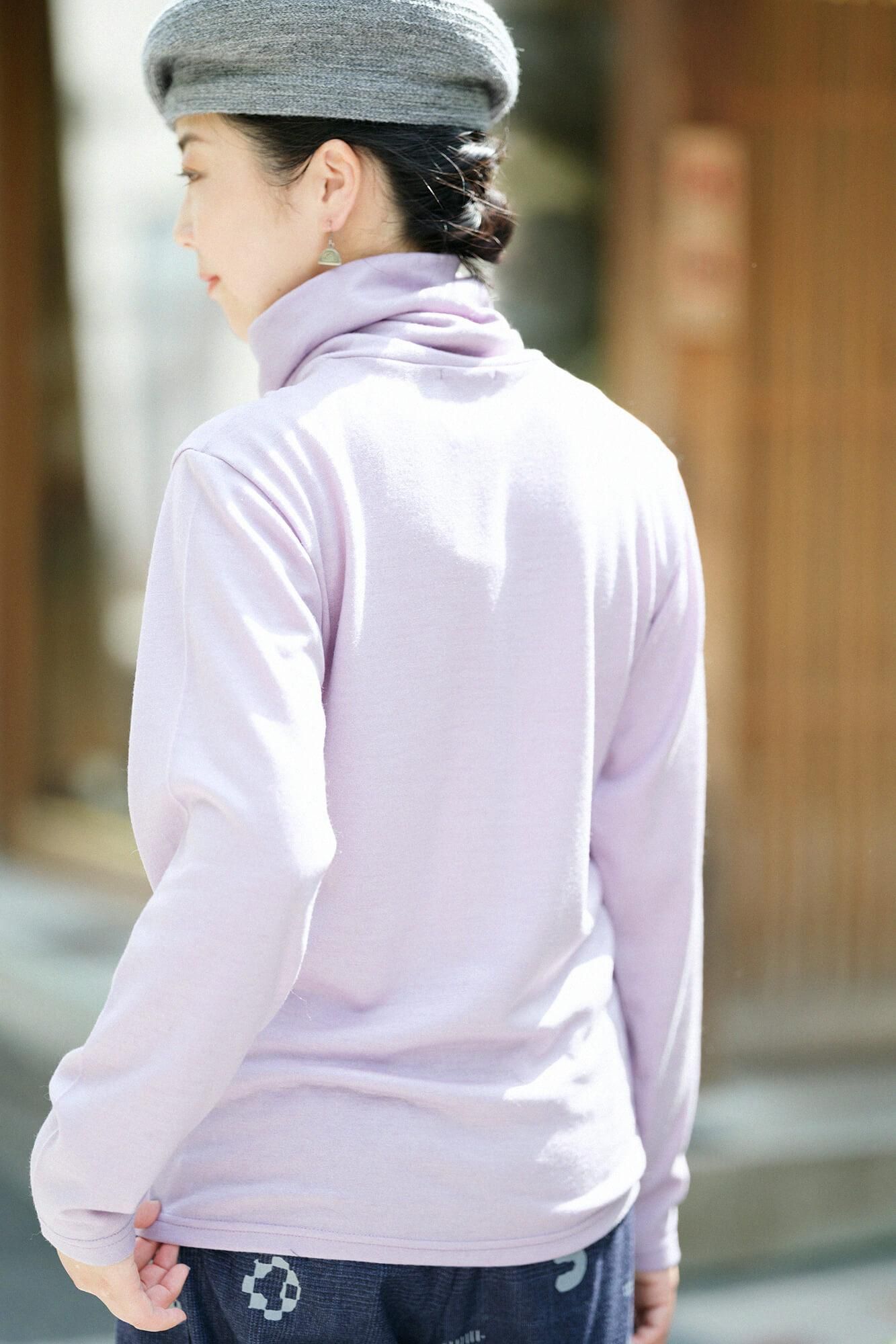 ウォッシャブルウール天竺 衿巻ジバン/紅藤色(べにふじいろ)