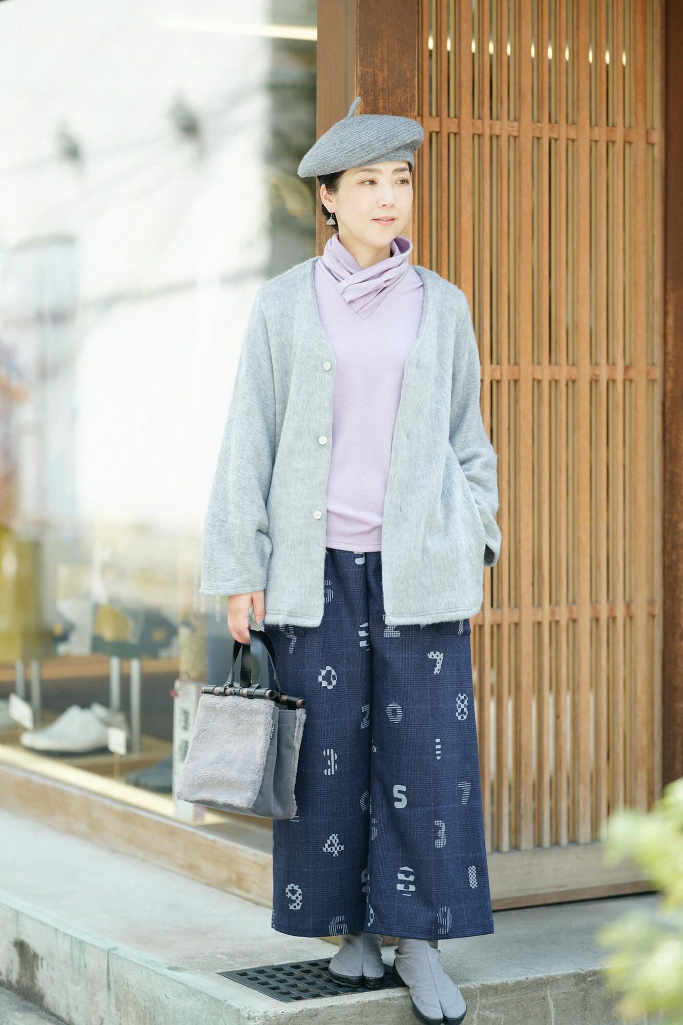 ウォッシャブルウール天竺 衿巻ジバン/紅藤色(べにふじいろ)