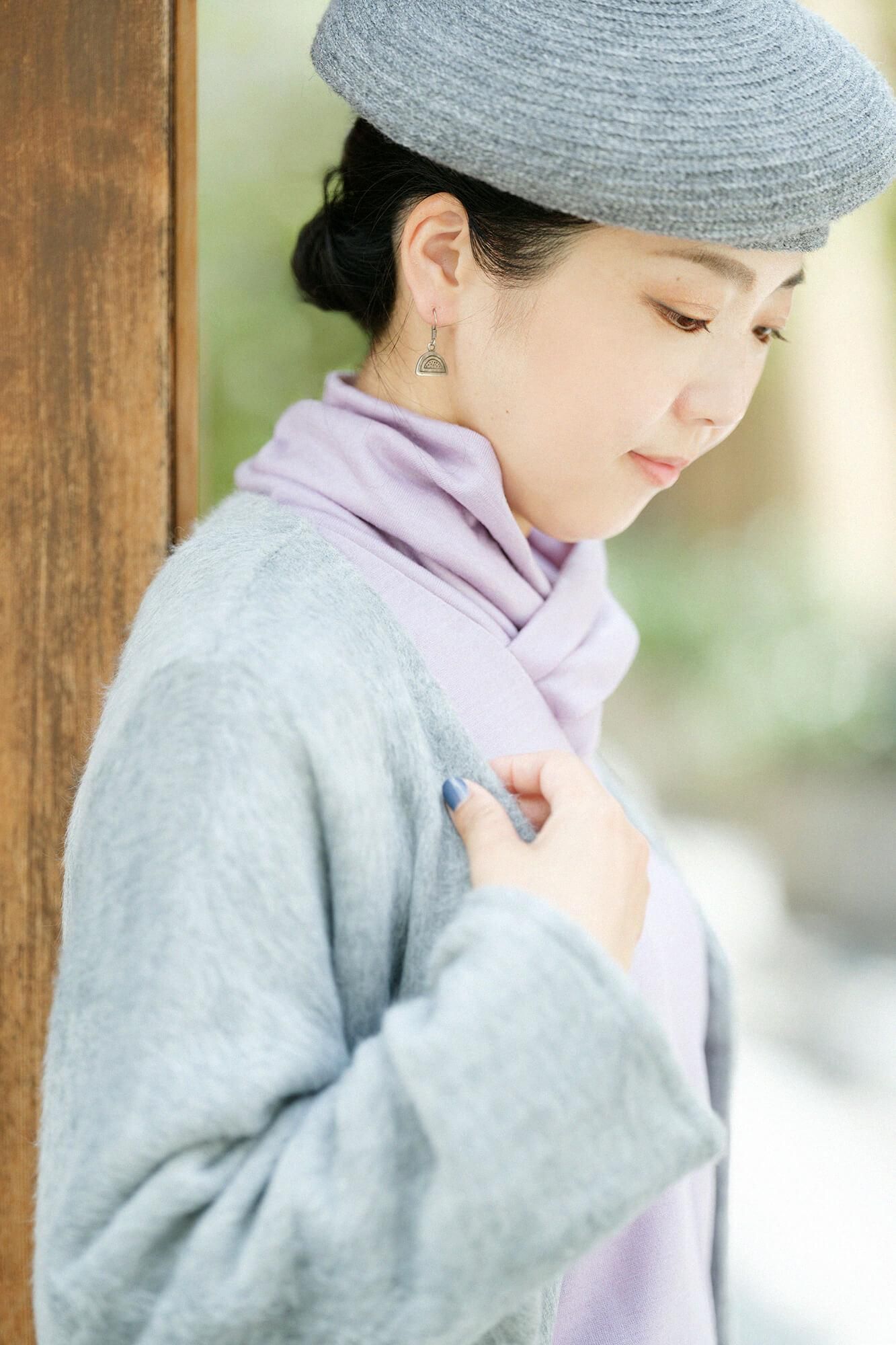 ウォッシャブルウール天竺 衿巻ジバン/紅藤色(べにふじいろ)