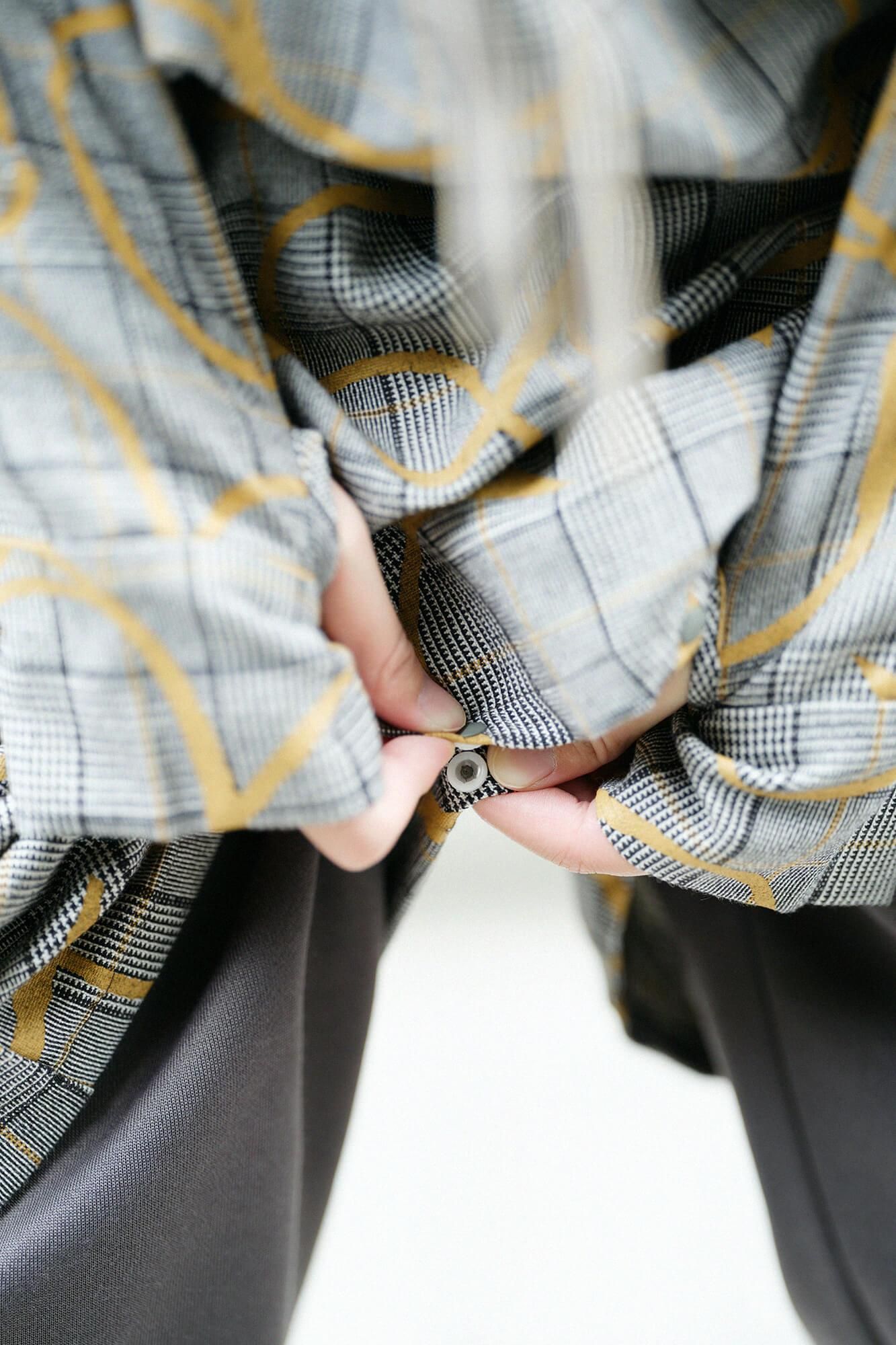 Wool×Linen Blend Check H.N.BIKE One-piece Dress/ Happiness