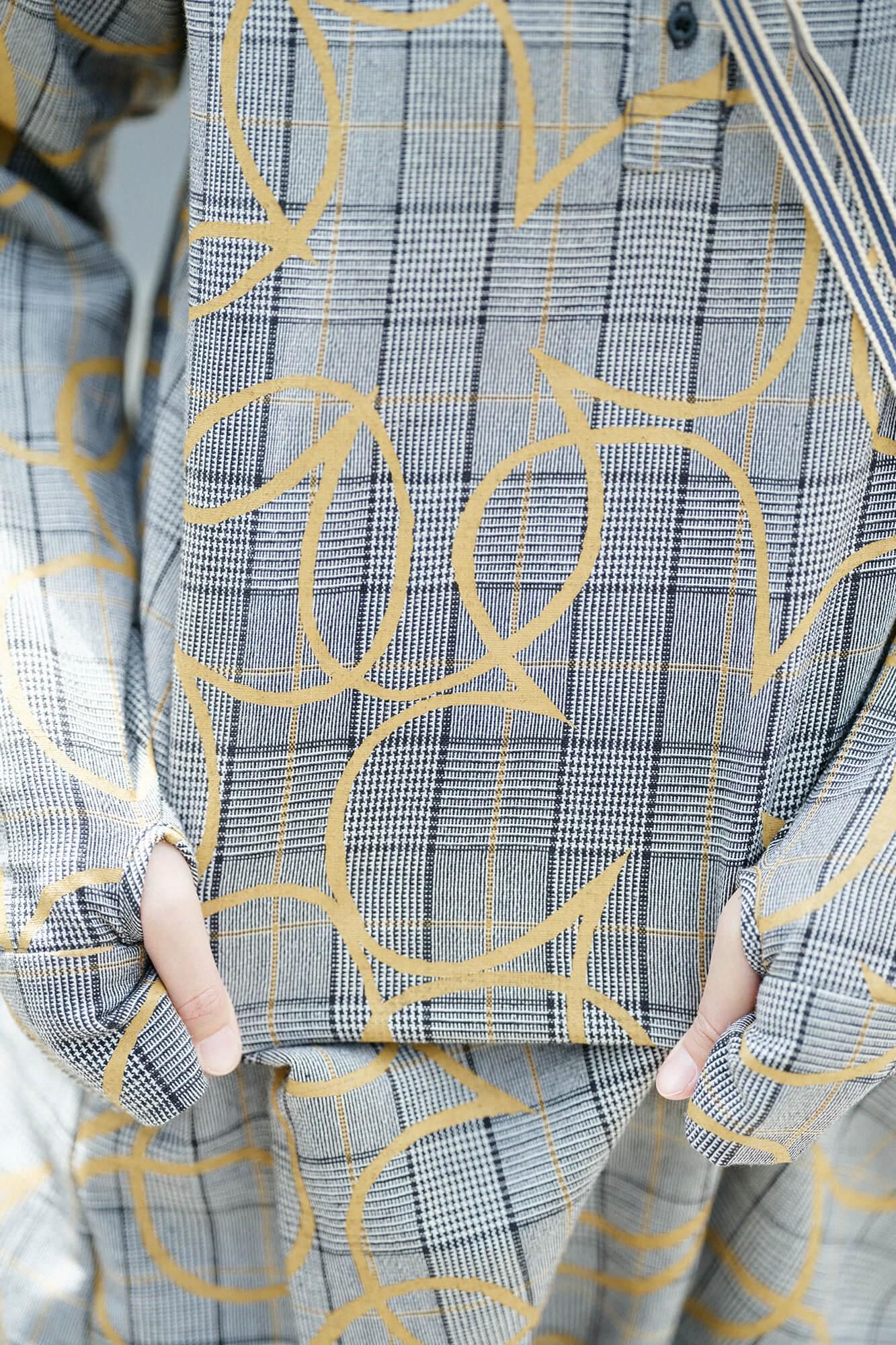 Wool×Linen Blend Check H.N.BIKE One-piece Dress/ Happiness