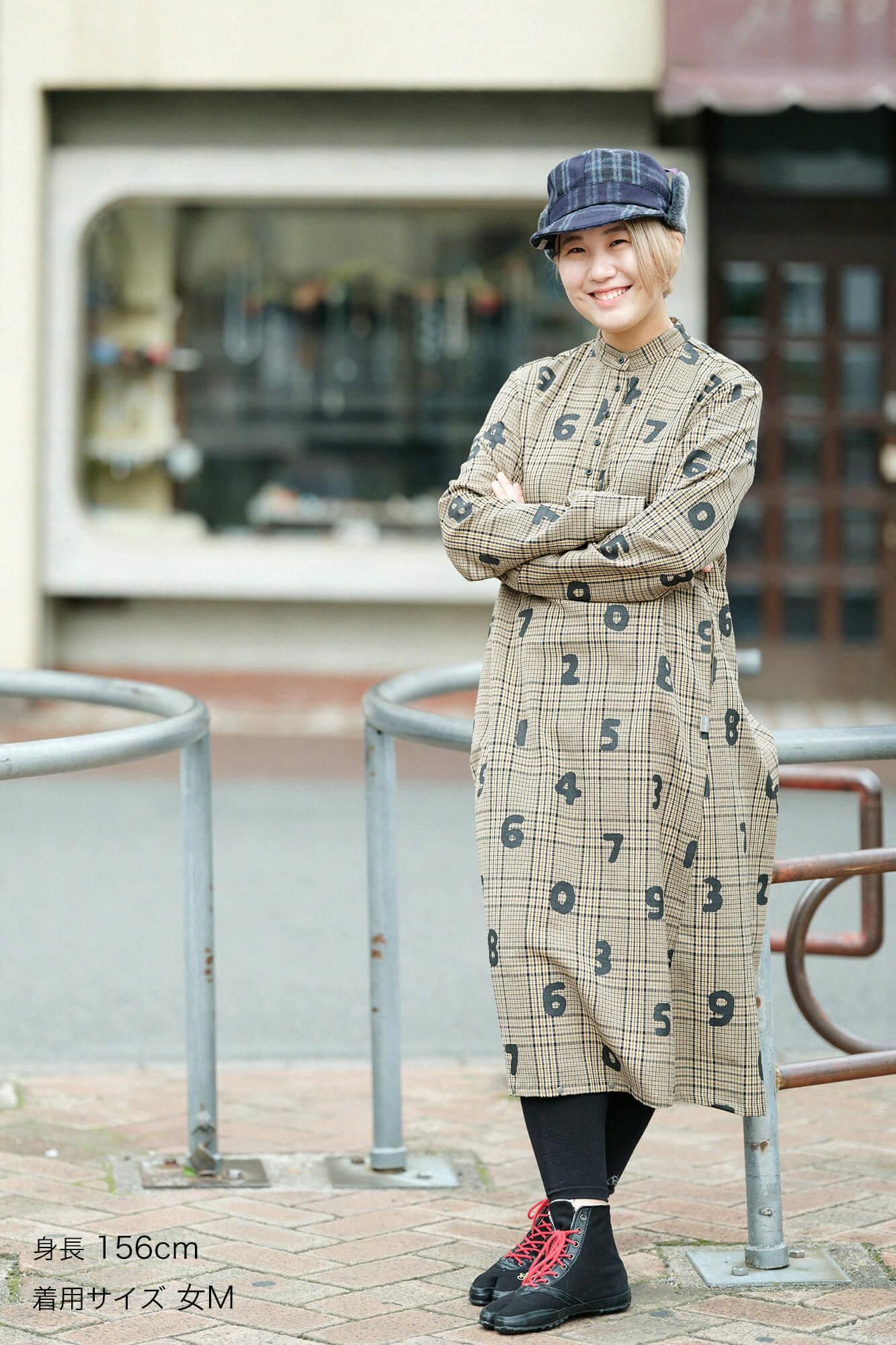 羊毛×麻混紡格紋 H.N.BIKE連身裙 /SO-SU-U