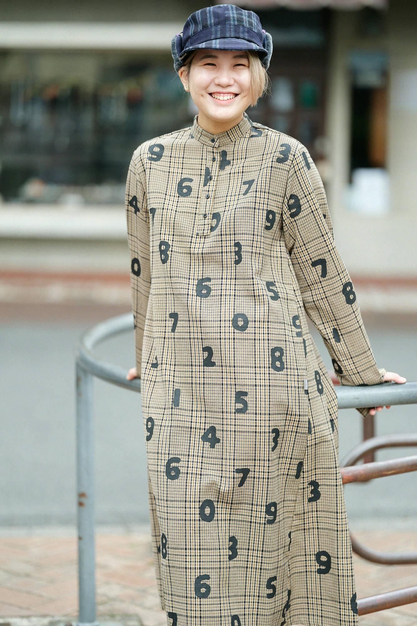 羊毛×麻混紡格紋 H.N.BIKE連身裙 /SO-SU-U