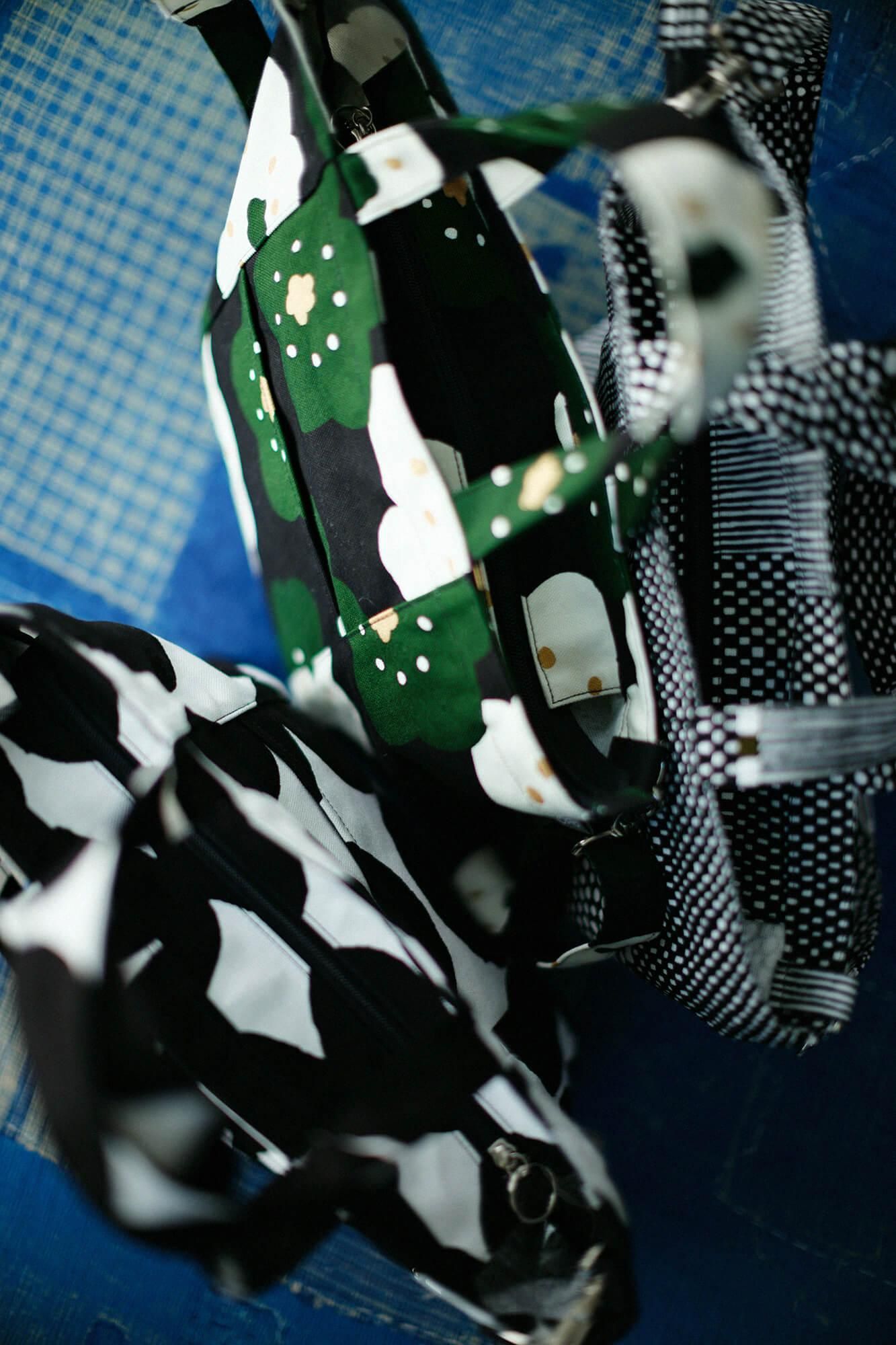 2WAY BIKE トート/おはじき大 濡羽色(ぬればいろ)×つくも