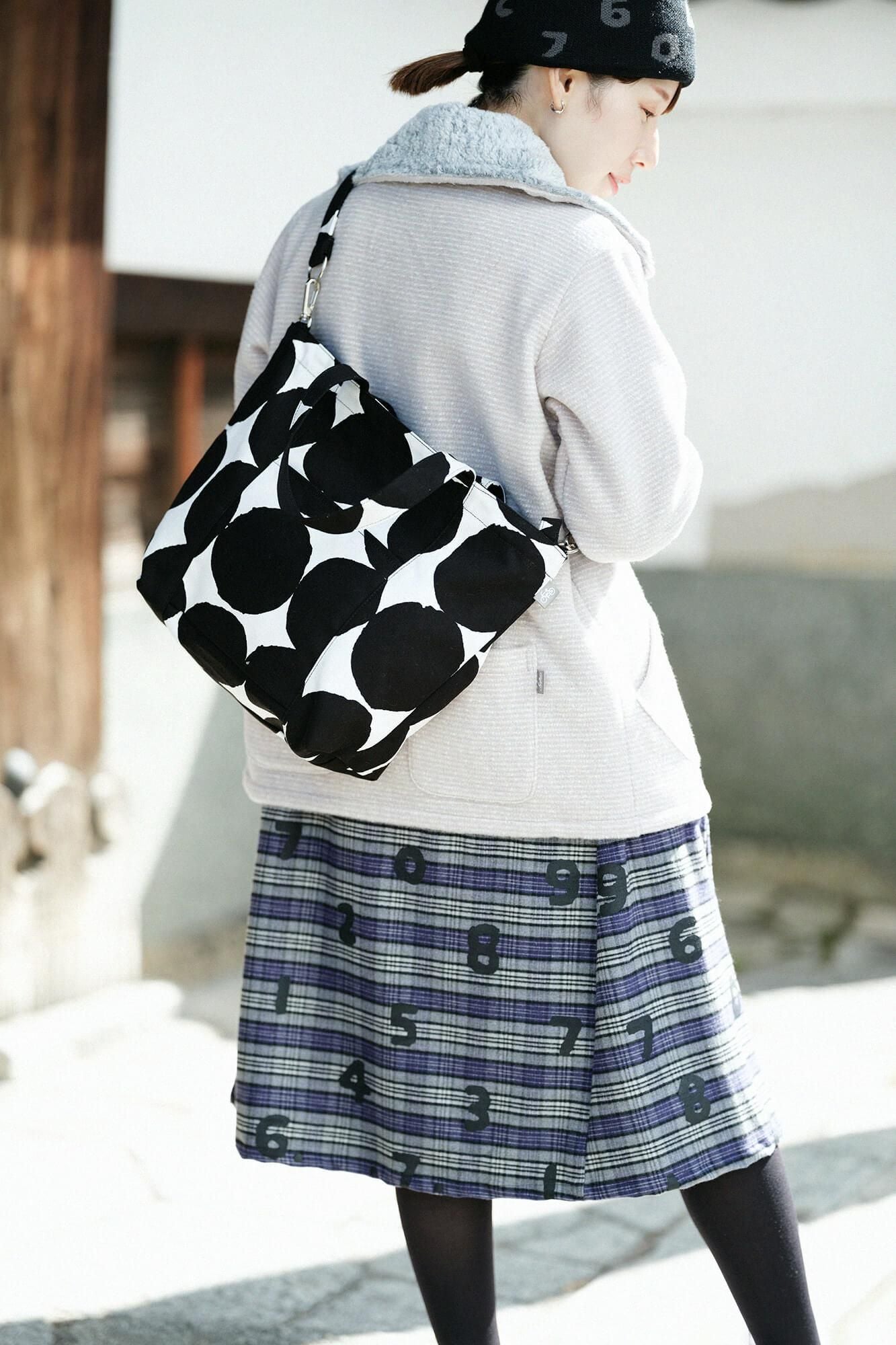 2WAY BIKE トート/おはじき大 濡羽色(ぬればいろ)×つくも