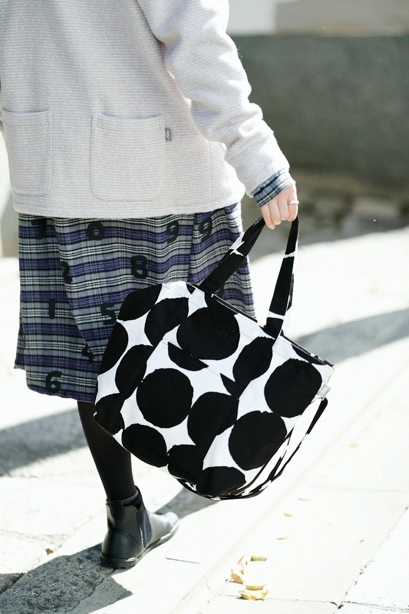 2WAY BIKE トート/おはじき大 濡羽色(ぬればいろ)×つくも