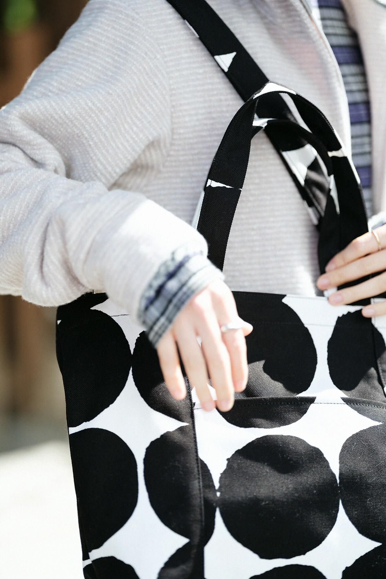 2WAY BIKE トート/おはじき大 濡羽色(ぬればいろ)×つくも