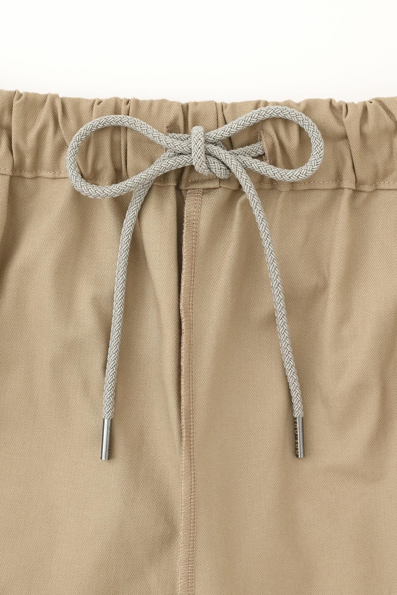 Herringbone Weave Square Pockets Monpe Pants / Shin Beige