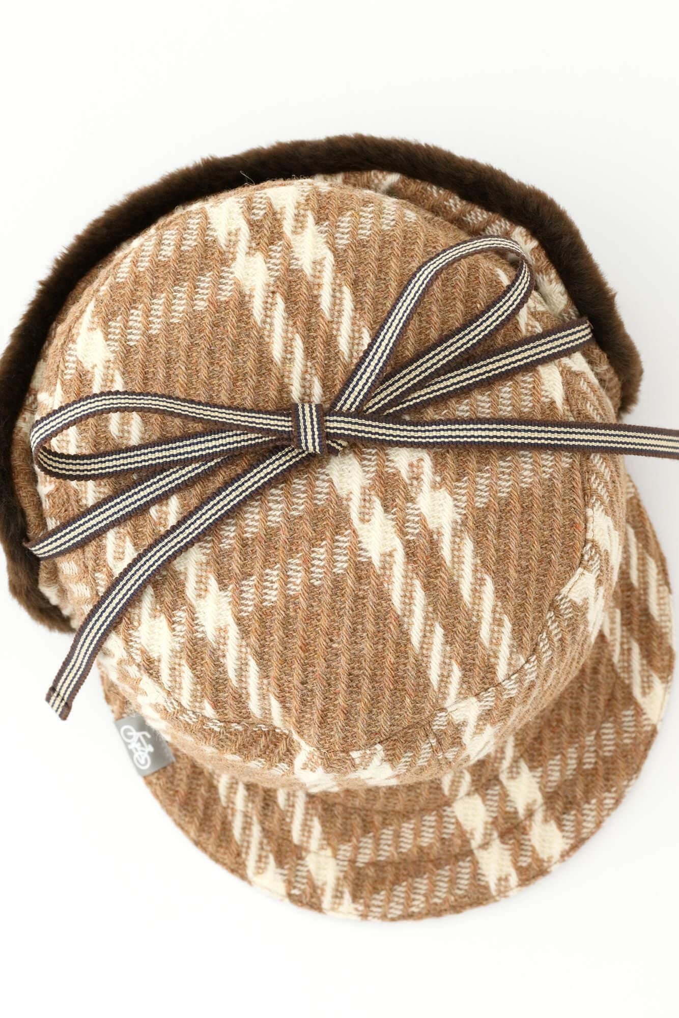 提花 Boa BIKE CAP/棕色格纹 x SO-SU-U Kon (Nubairo)