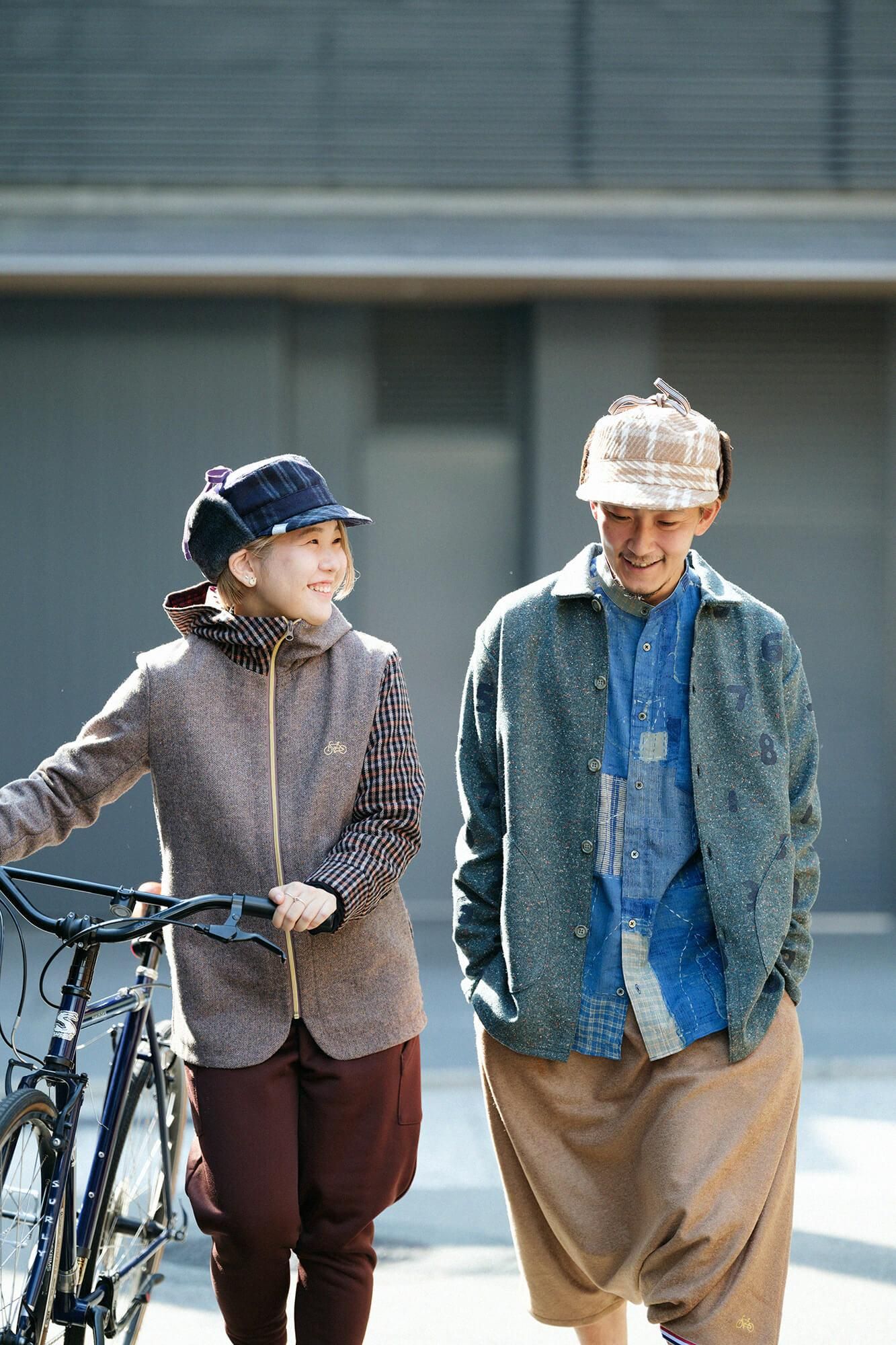 提花 Boa BIKE CAP/棕色格纹 x SO-SU-U Kon (Nubairo)