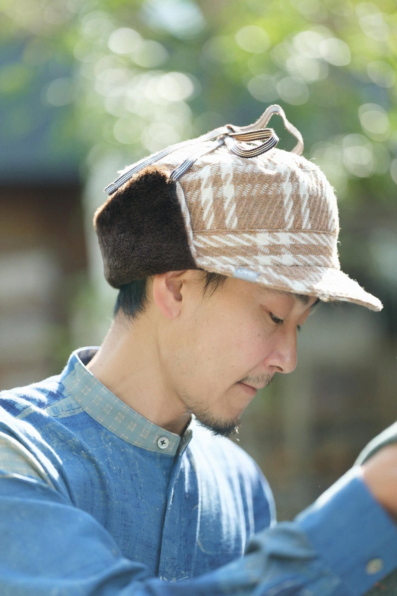 提花 Boa BIKE CAP/棕色格纹 x SO-SU-U Kon (Nubairo)