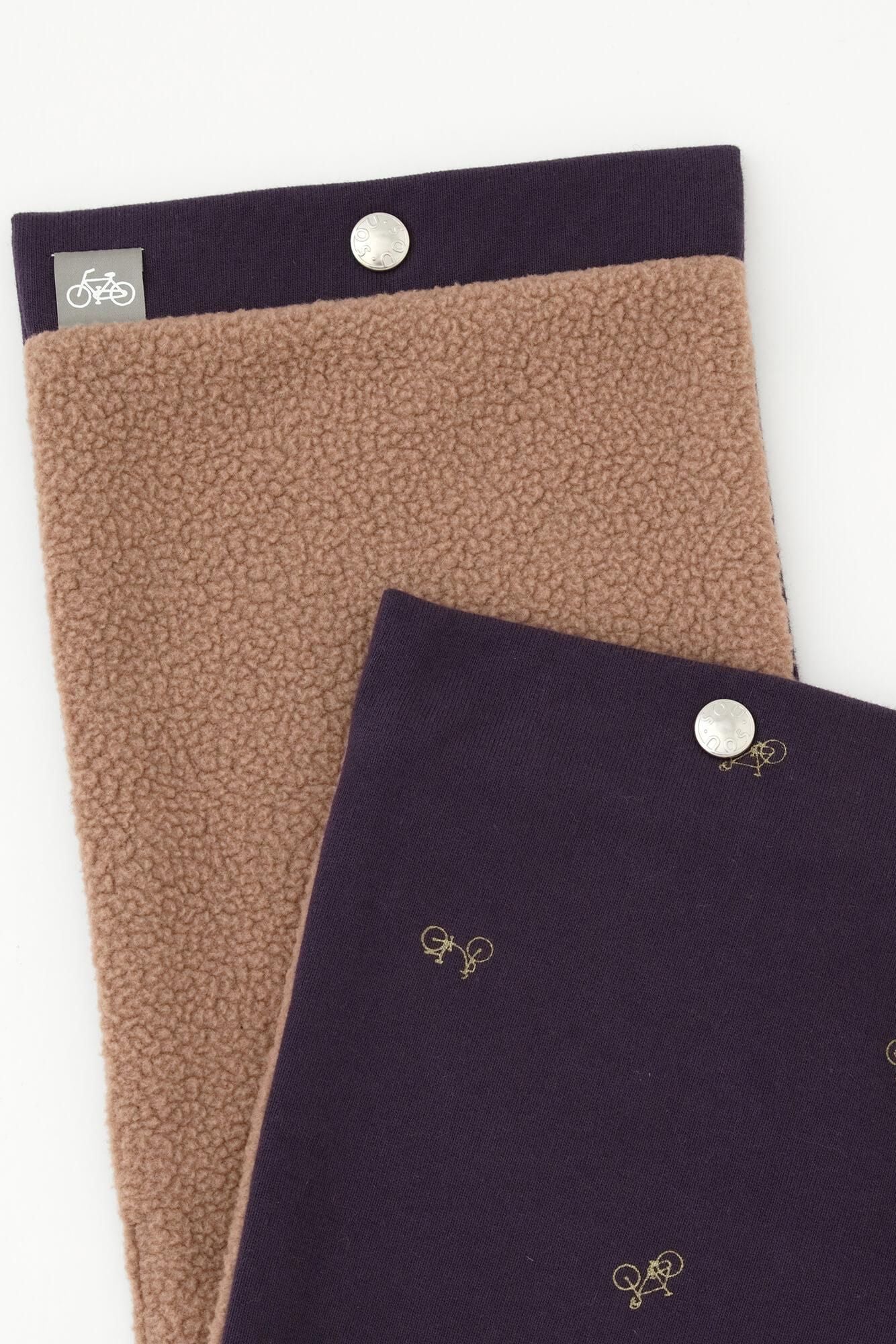 【net限定】リバーシブル BIKEネックウォーマー/チャリンチャリンマーラ 紫紺色(しこんいろ)